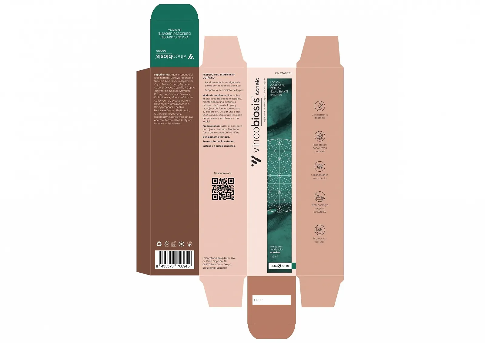 Лосьйон-спрей Vincobiose Dermobalancing Acneic для тіла, фото №2