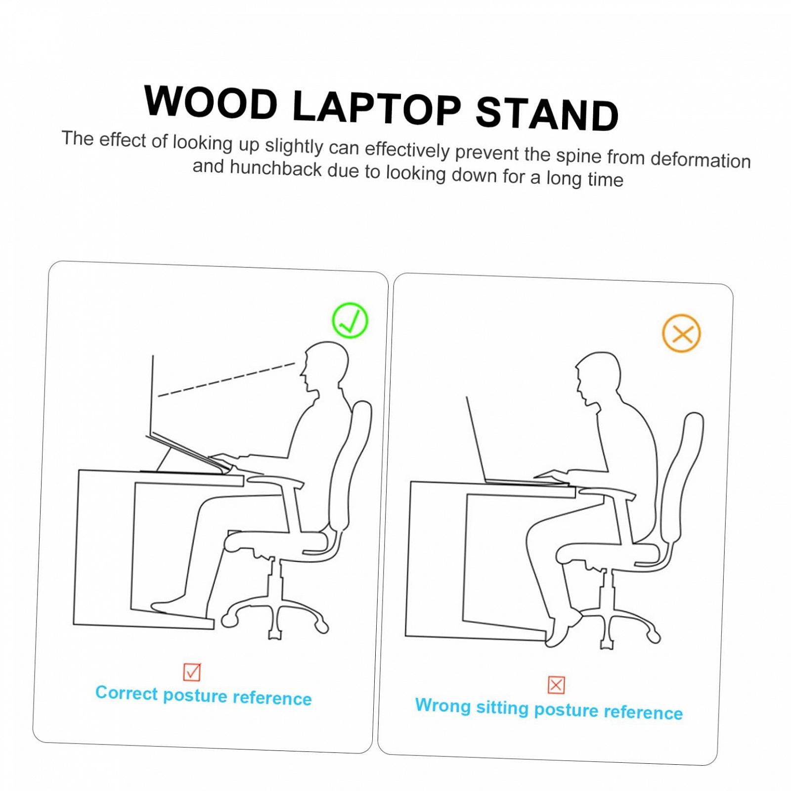 Подставка для ноутбука деревянная регулируемая по высоте эргономичная вентилируемая для компьютера для ноутбуков до прочная деревянная основа для офиса и дома, фото №2