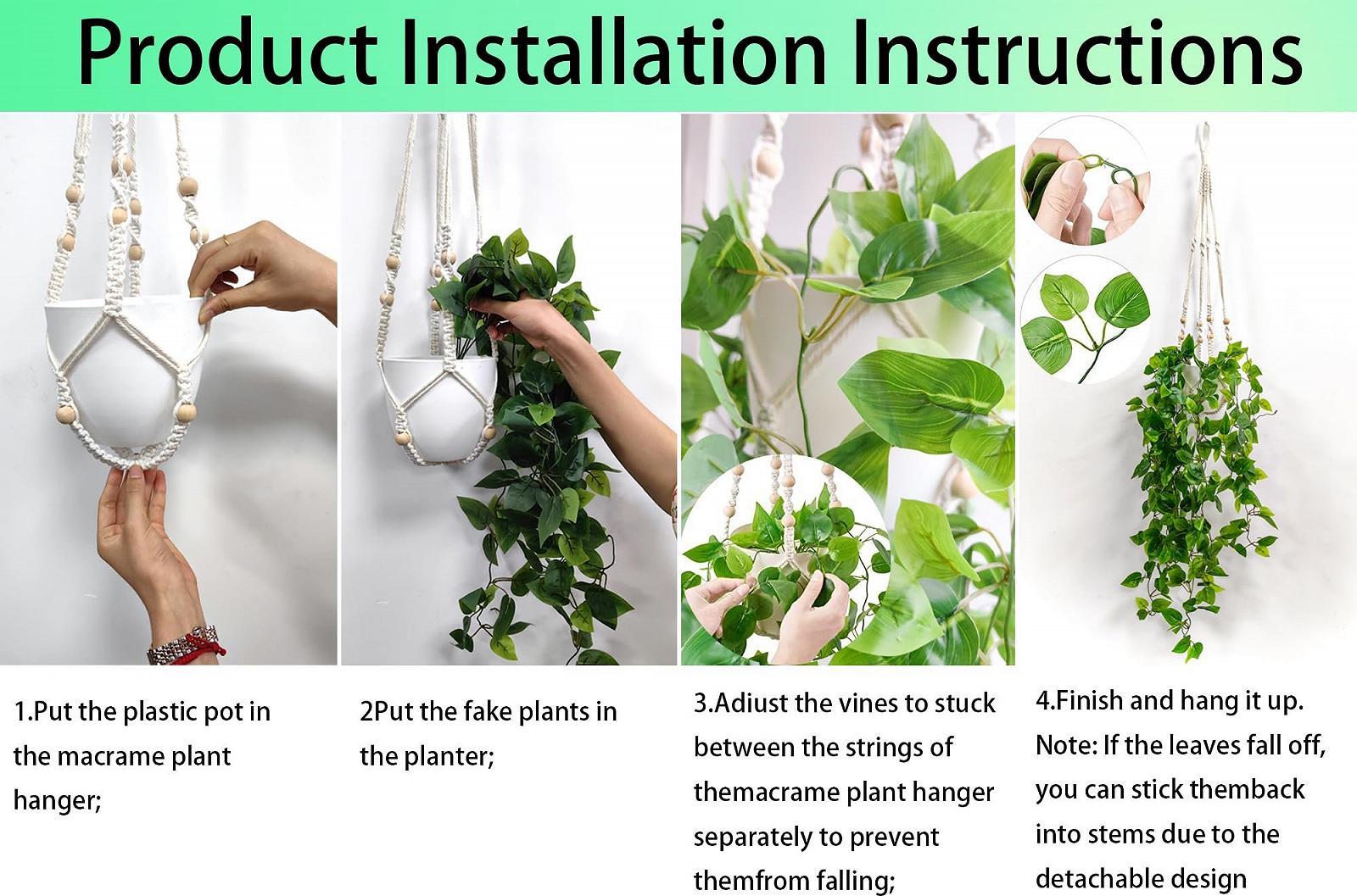 Штучна підвісна рослина з кашпо Comtelek, набір, макраме, бохо, фото №3 Штучна підвісна рослина з кашпо Comtelek, набір, макраме, бохо, фото №3