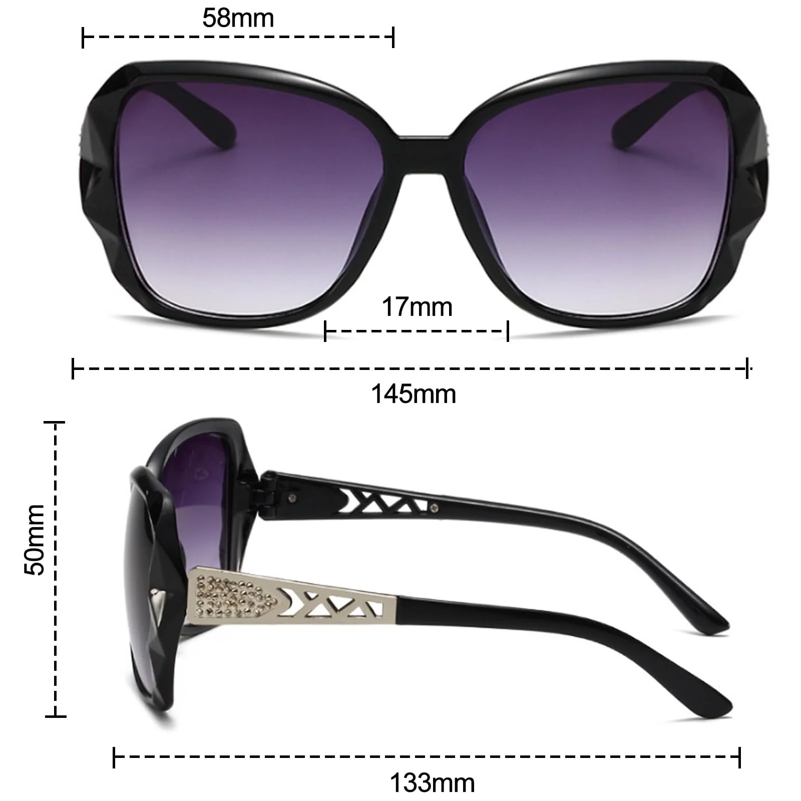 Сонцезахисні окуляри Жіночі BDSHUNBF Чорні з УФ-захистом Ретро, фото №2