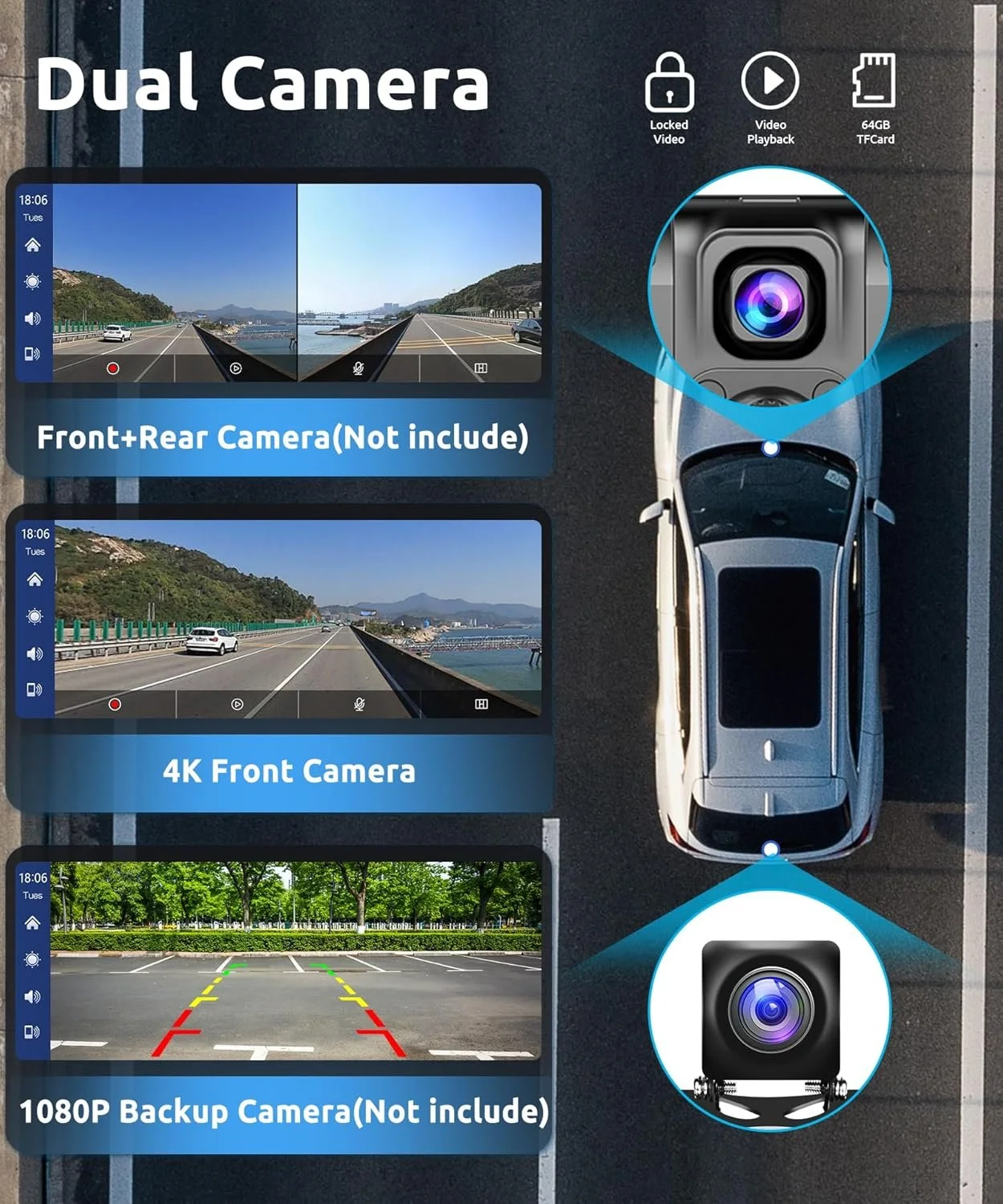 Автомагнітола Podofo A3073 / 9.3" / Сенсорна / Apple CarPlay / Android Auto / Bluetooth / GPS / USB / AUX / TF slot, фото №5