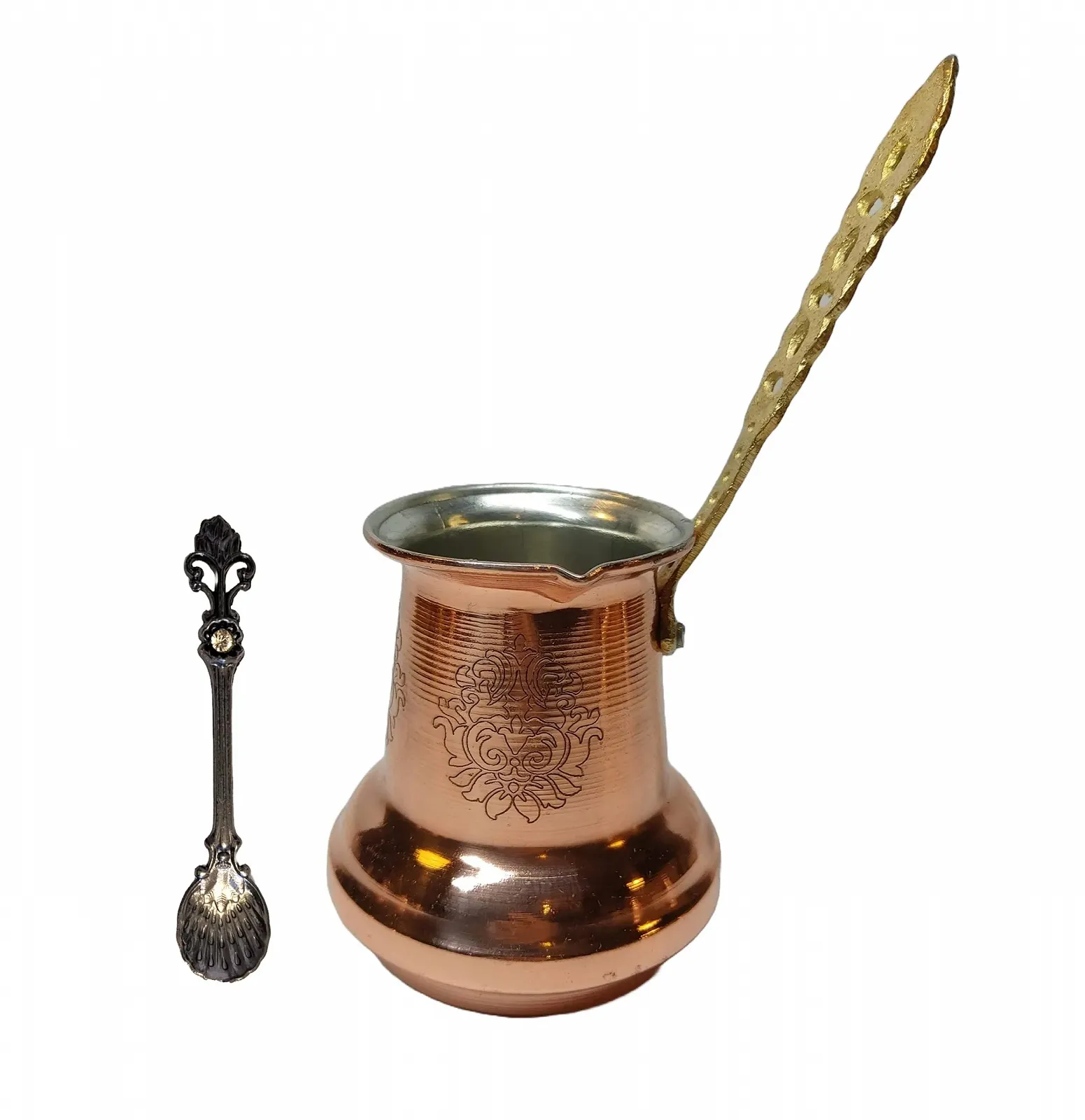 Турка LEO Design для турецької кави 5 розмірів Мідна Cezve Ibrik Briki з дерев'яною/латунною ручкою, фото №1