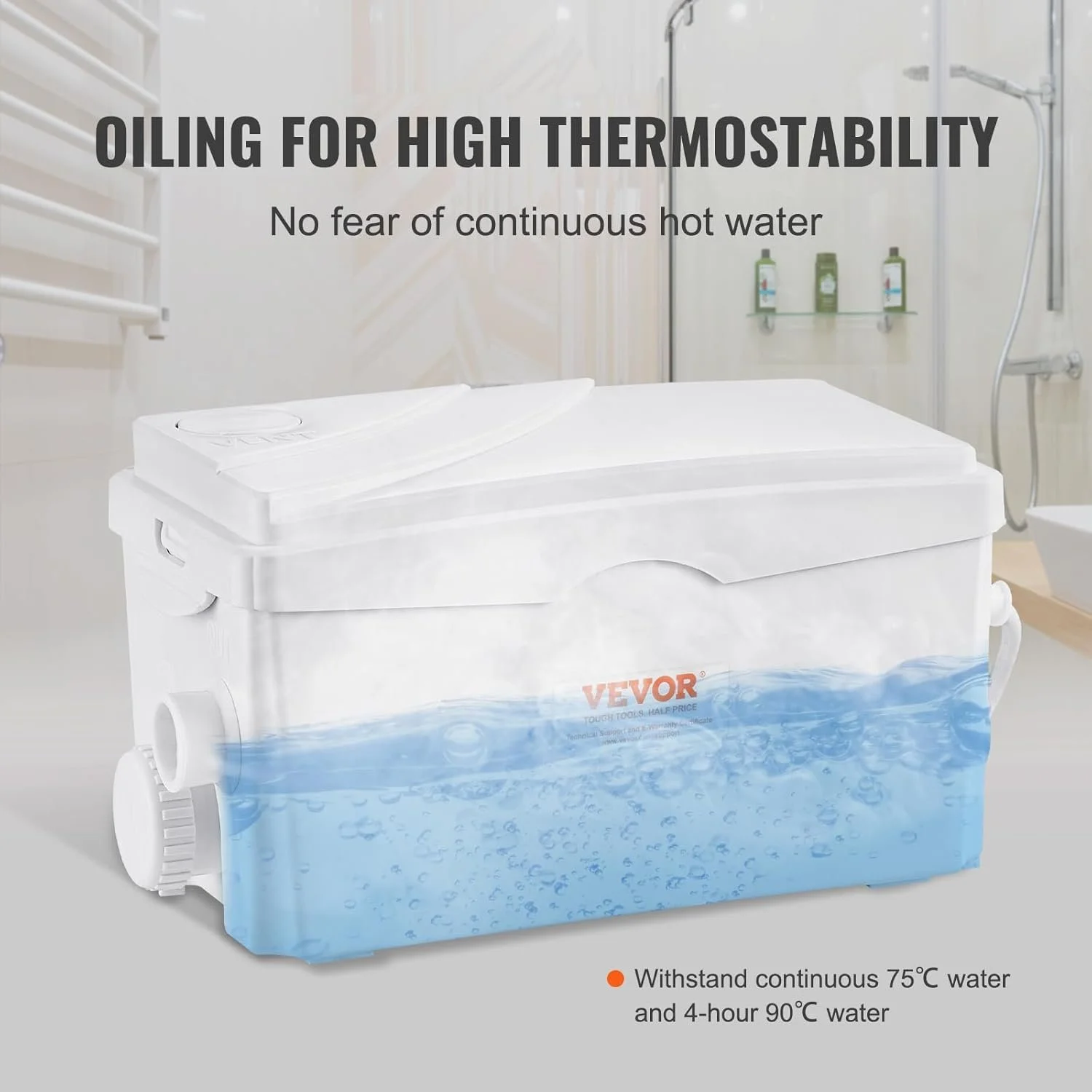 Насос-мацератор VEVOR Shower Pump FL0300 / 350 Вт / 6000 л/год / White, фото №6