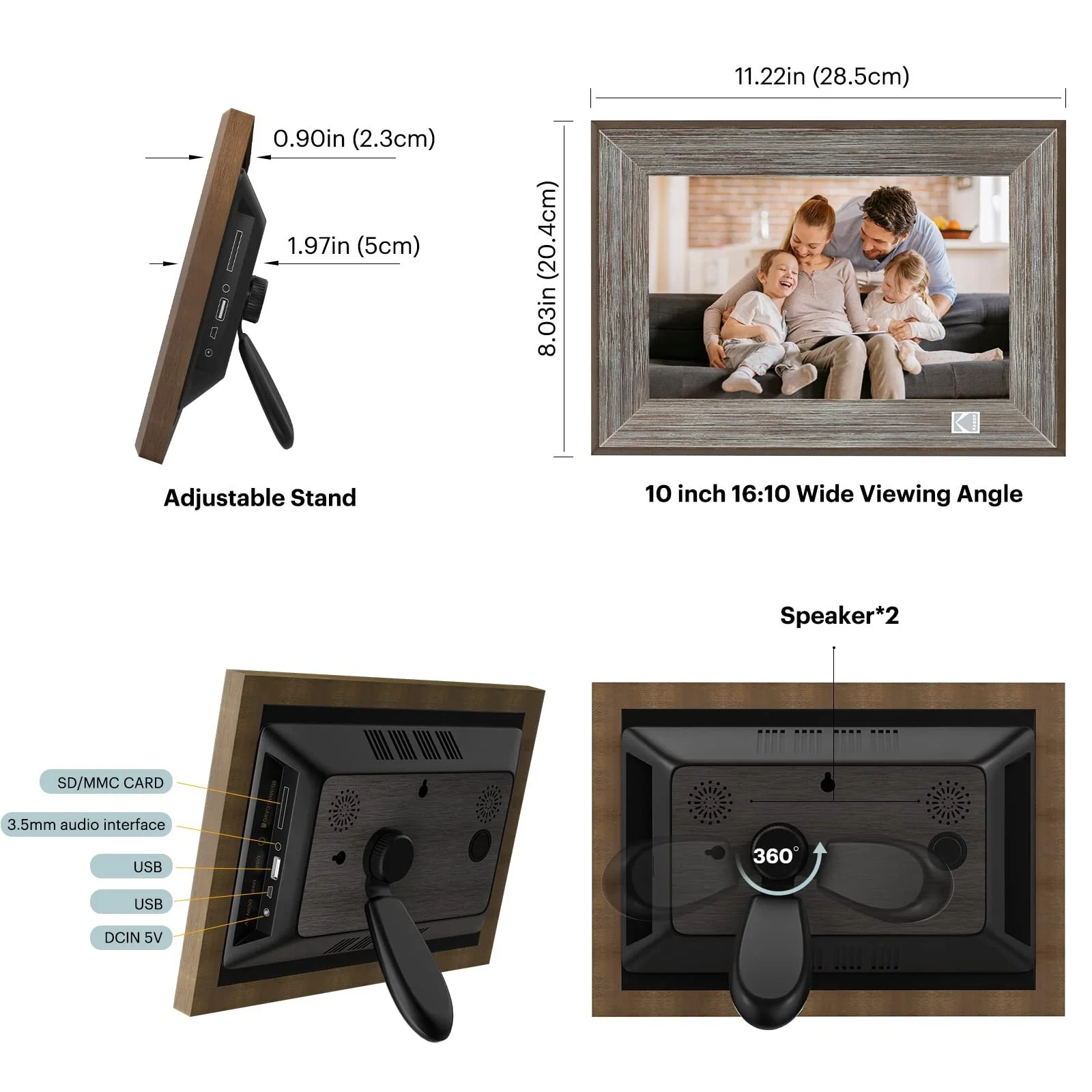 Цифровая фоторамка KODAK Wooden 10.1 дюйма WiFi HD IPS Сенсорный экран 16 GB, фото №9