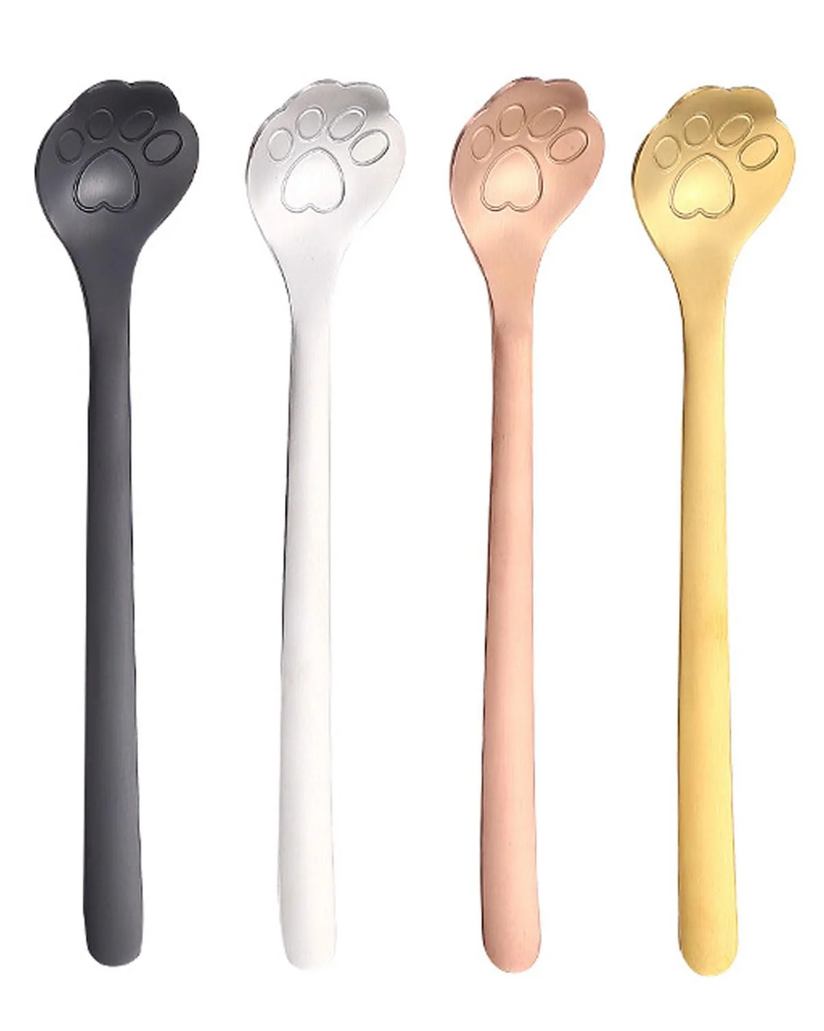 Ложка для кави з котячою лапкою з нержавіючої сталі, набір з 4 штук, фото №1