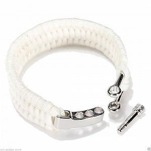Браслет виживання з паракорду JYtop Dragon Braid з регульованою сріблястою застібкою з нержавіючої сталі, білий - Фото 1