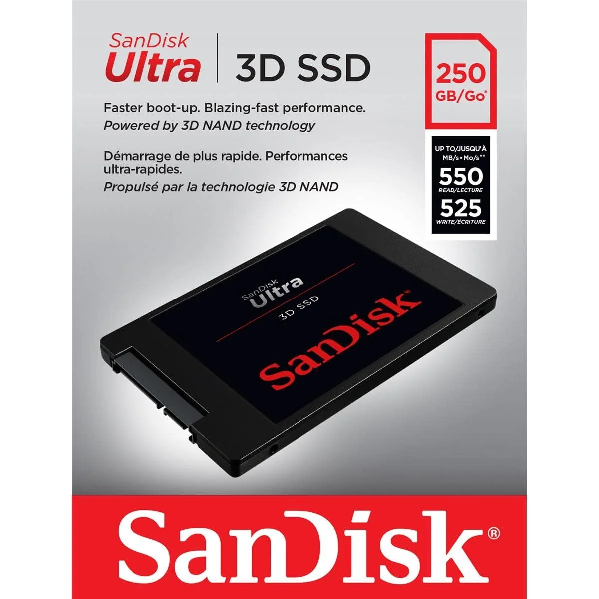 SSD SanDisk Ultra 3D 250GB 550 MB/s 2.5 дюйма Чорний, фото №3