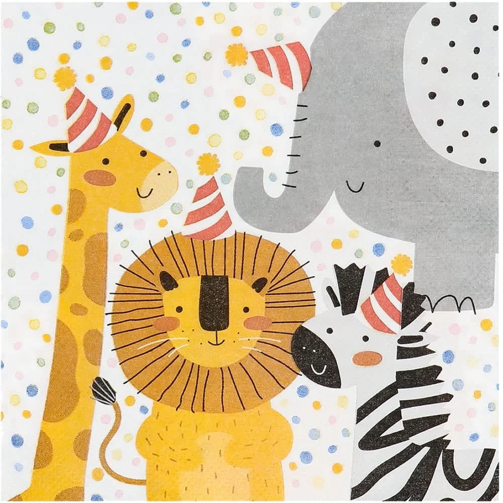 Набір посуду для вечірки Safari Дикі тварини, з тарілками, стаканчиками, серветками та прикрасами, фото №4