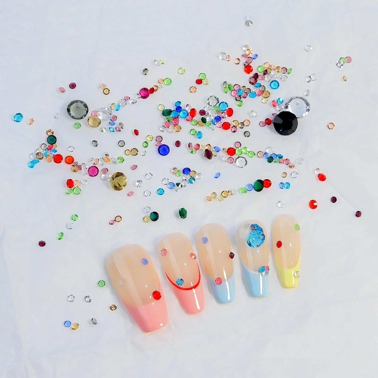 Стрази для нігтів з кольорової смоли 8г, загострене дно, багатоколірні блискучі, фото №3 Стрази для нігтів з кольорової смоли 8г, загострене дно, багатоколірні блискучі, фото №3