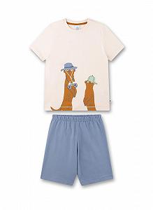 Комплект піжамний Sanetta для хлопчиків Шорти Бежевий - Фото 1