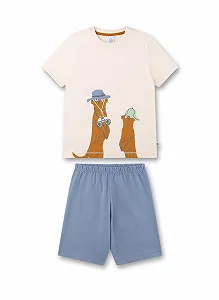 Комплект пижамный Sanetta для мальчиков Шорты Бежевый - Фото 1