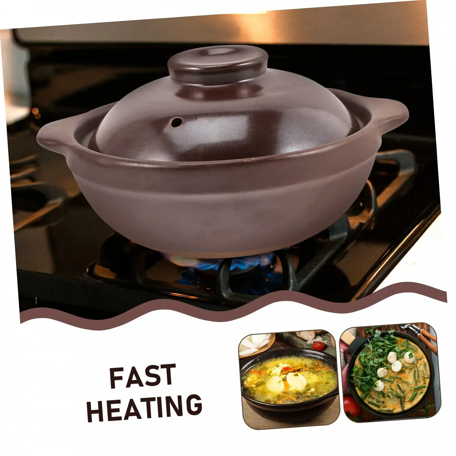 Кастрюля-сотейник Ciieeo Household Многофункциональная с крышкой для риса и пасты Коричневая, фото №4