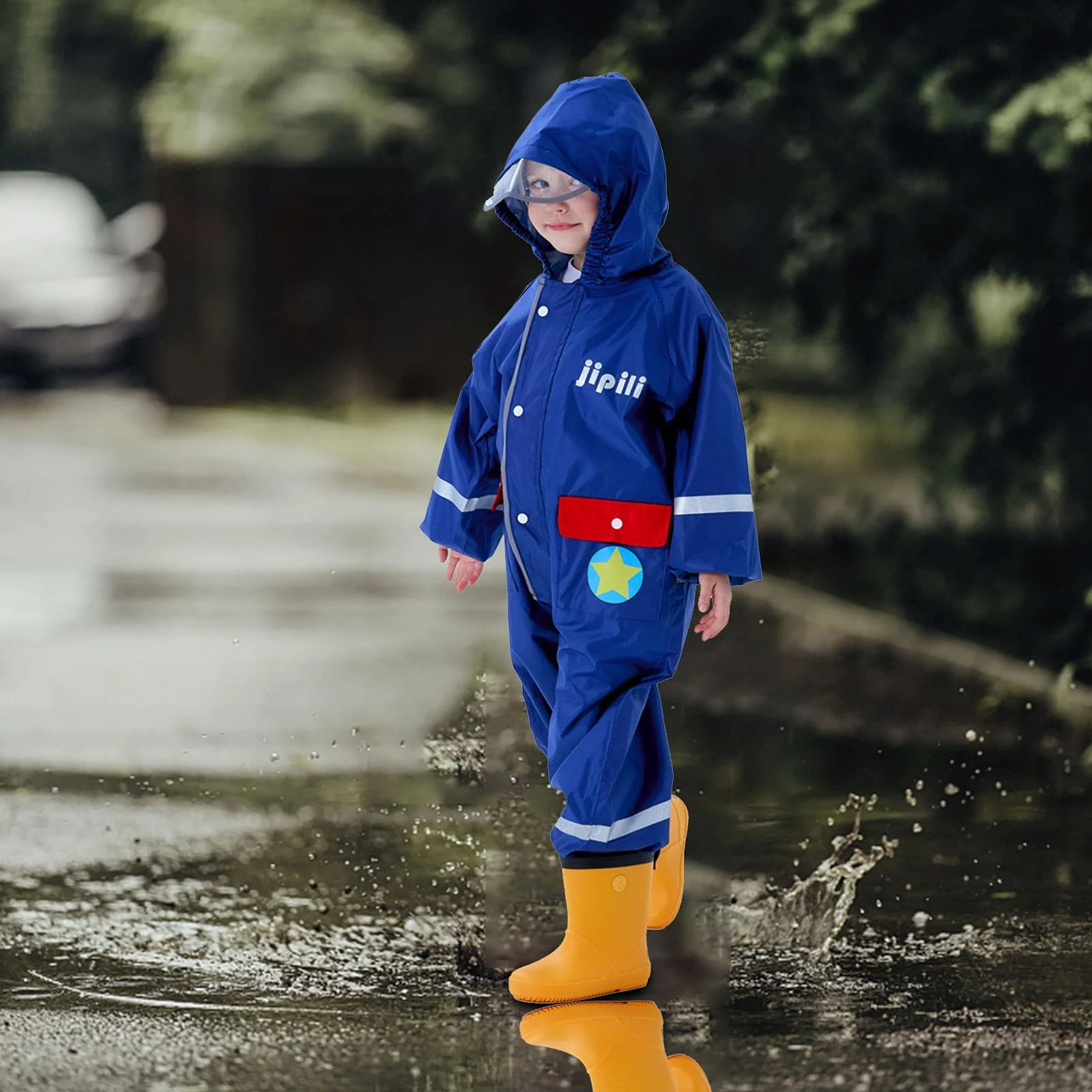 Детский дождевик Domueay Слитный дождевой костюм с капюшоном для мальчиков Водонепроницаемый дышащий дождевой комбинезон Дождевик-пончо складной Синий Вертолет, фото №5 Детский дождевик Domueay Слитный дождевой костюм с капюшоном для мальчиков Водонепроницаемый дышащий дождевой комбинезон Дождевик-пончо складной Синий Вертолет, фото №5
