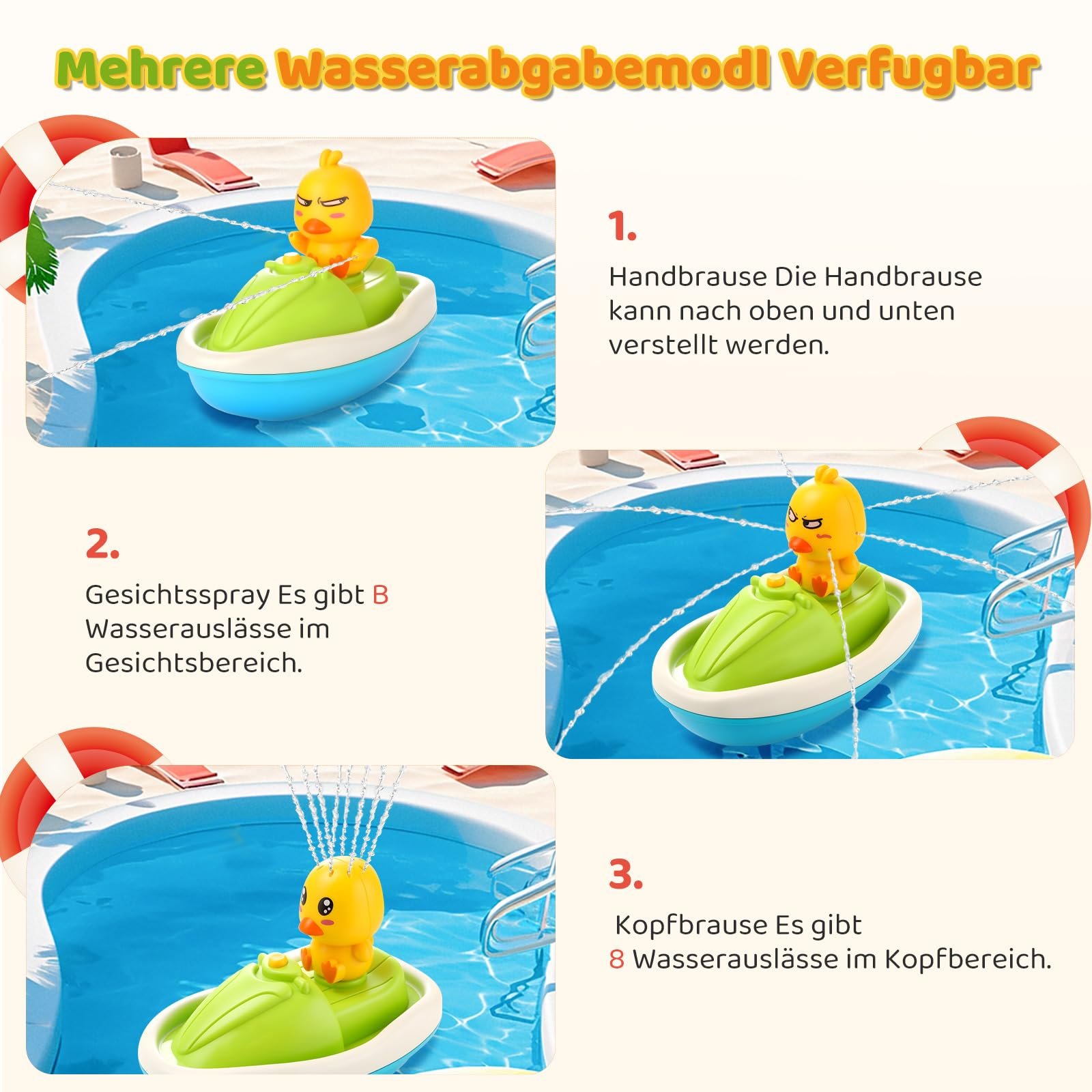 Іграшка для ванни Качка з душовою лійкою для дітей, фото №3