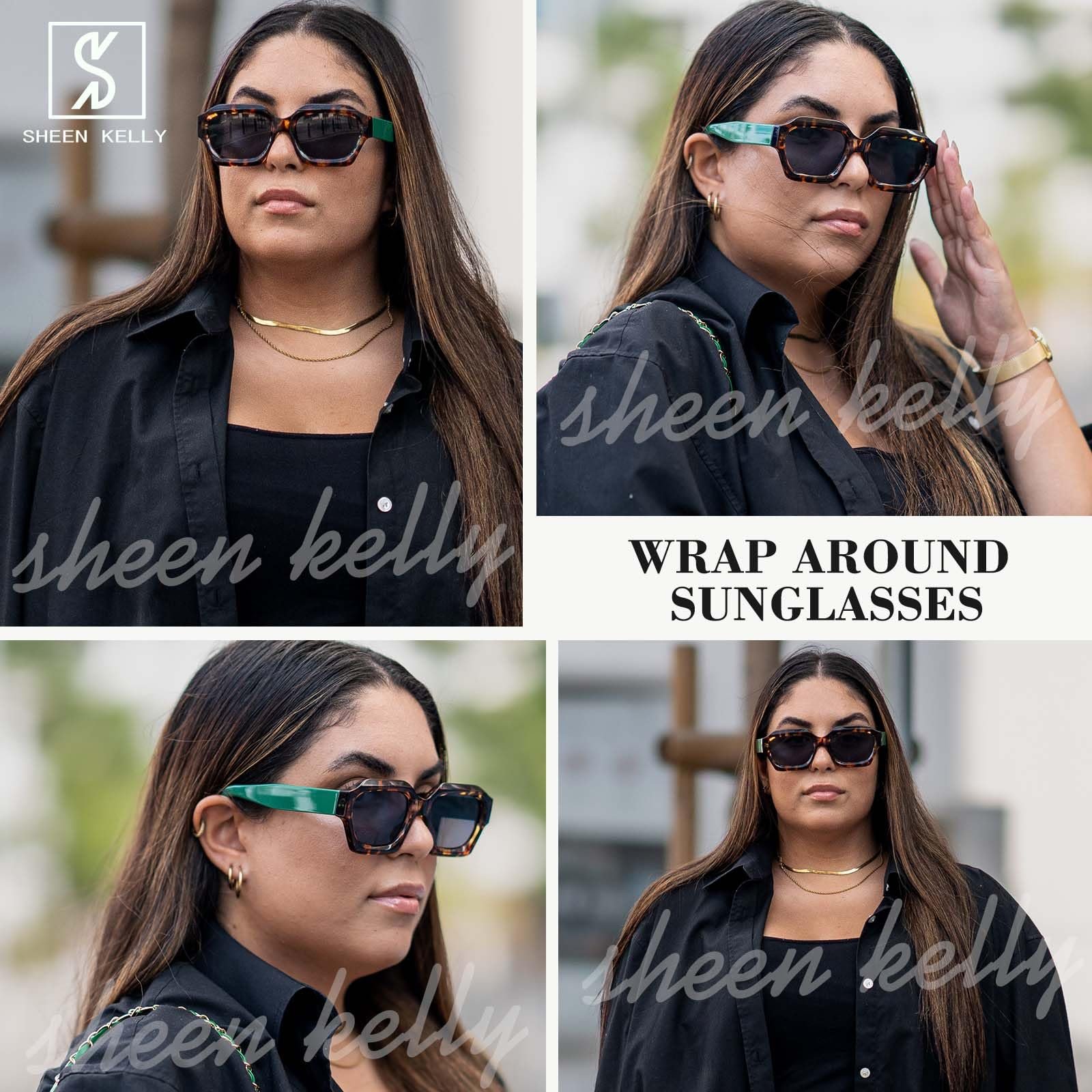 Сонцезахисні окуляри Шеен Келлі Ретро Товсті шестикутні Чоловічі Жіночі Модні, фото №3