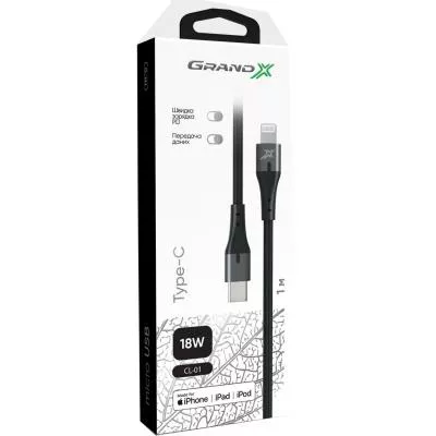 Дата кабель USB Type-C to Lightning 1.0m PD MFI Grand-X (CL-01), фото №3