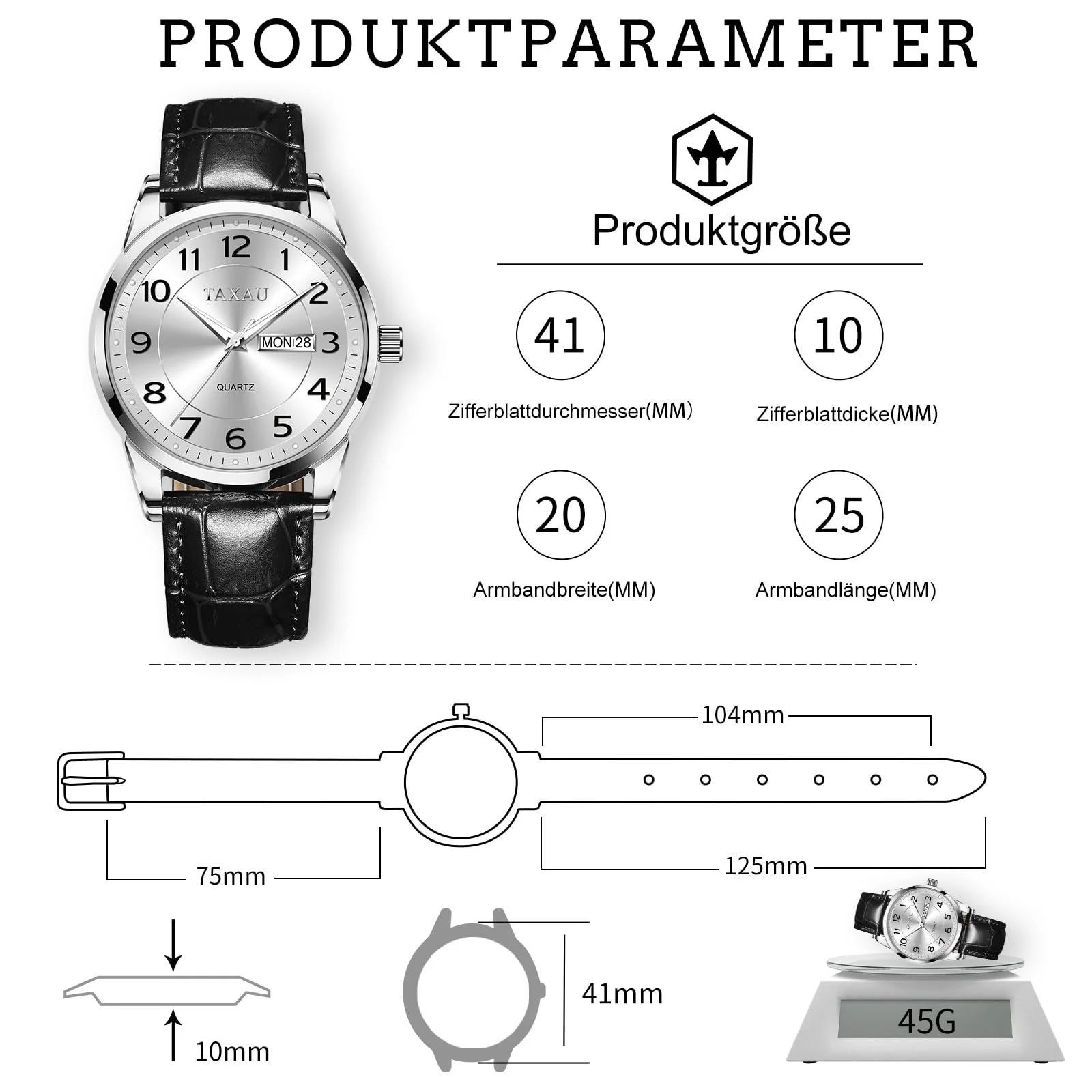 Класичний шкіряний годинник для чоловіків Аналоговий кварцовий Великий циферблат, фото №1 Класичний шкіряний годинник для чоловіків Аналоговий кварцовий Великий циферблат, фото №1