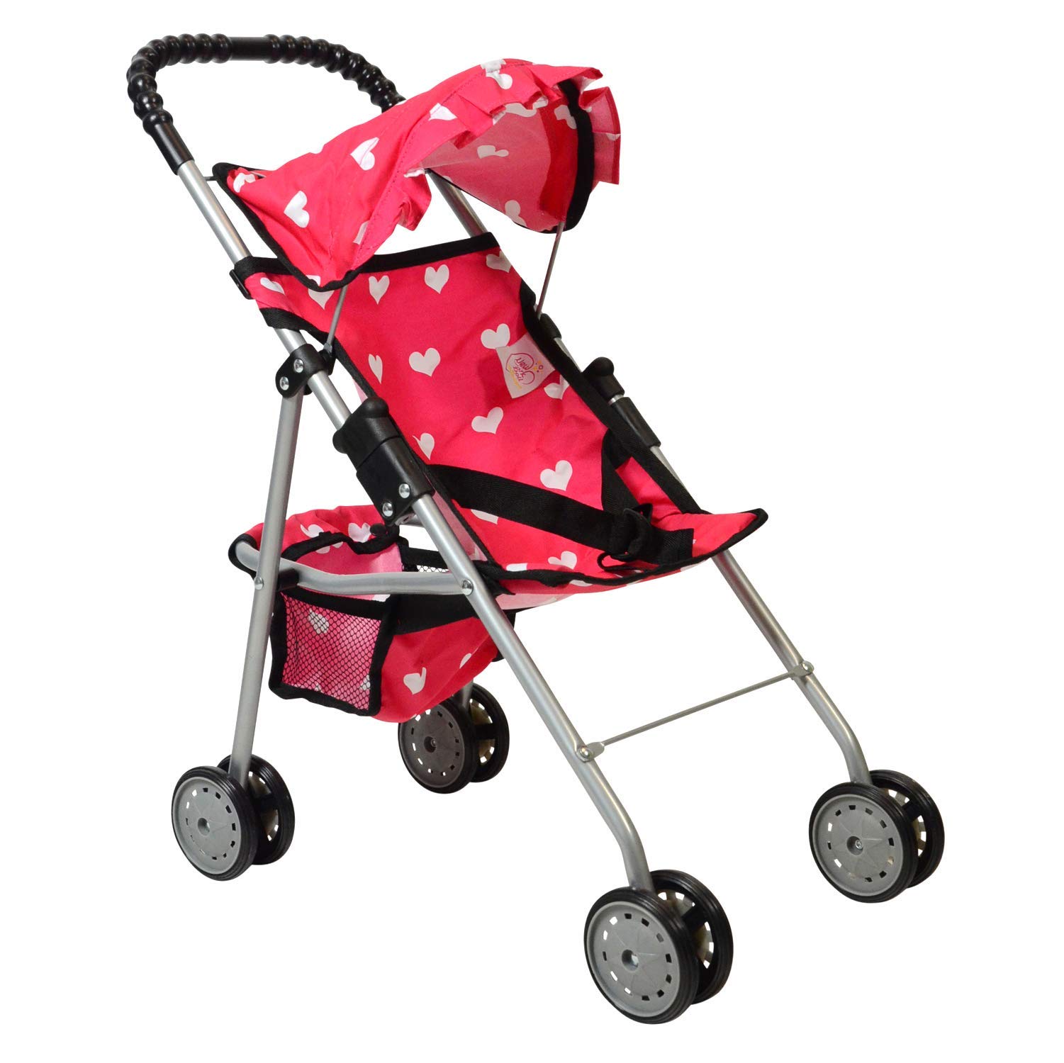 Коляска The New York Doll Collection First Doll Twin Buggy Серцева Декорація Рожева, фото №1