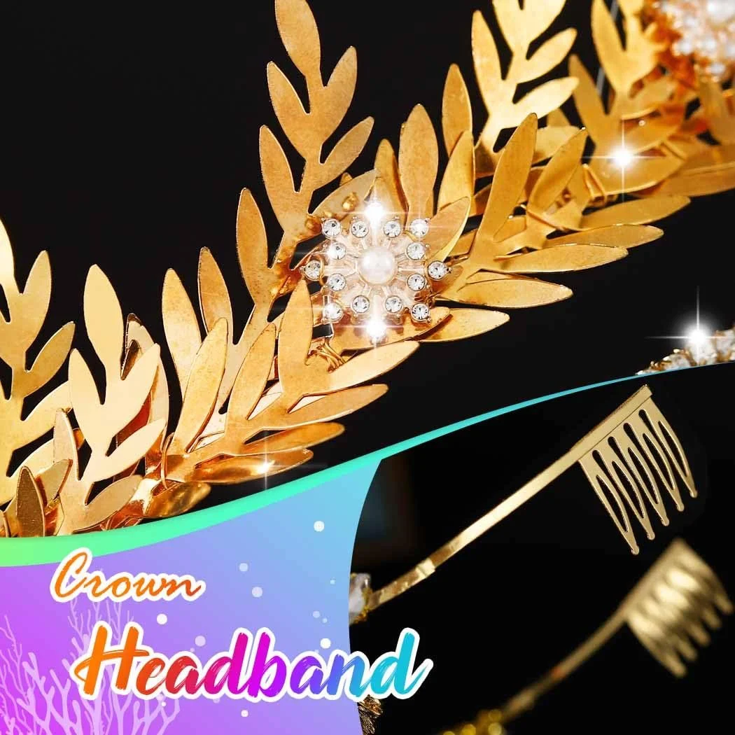 Обруч Листя Золотий Страз Прикраса для волосся Квітка для жінок, фото №4