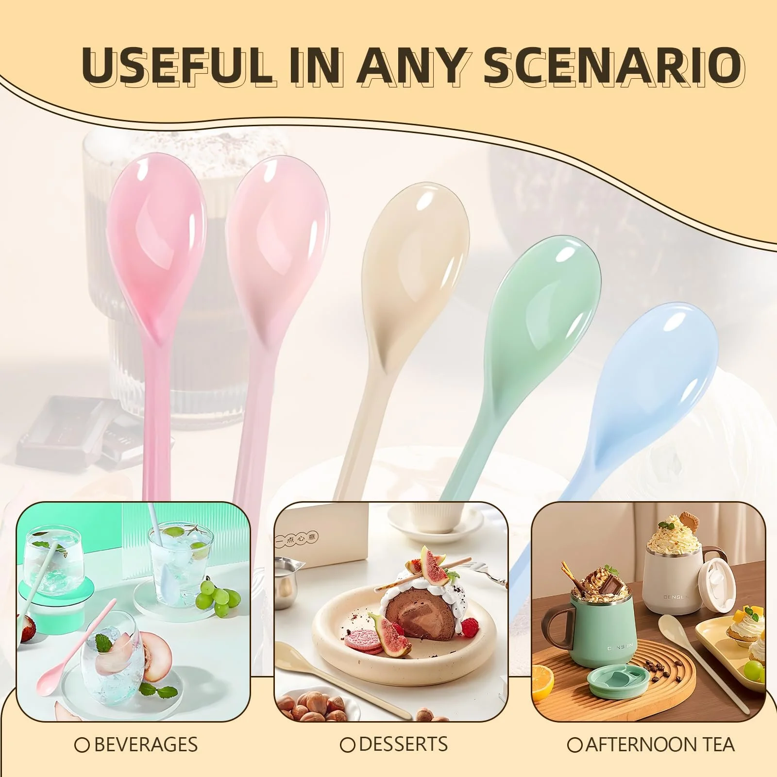 Ложка Пластиковая Цветная 18.5 см (набор 5 шт.), фото №6