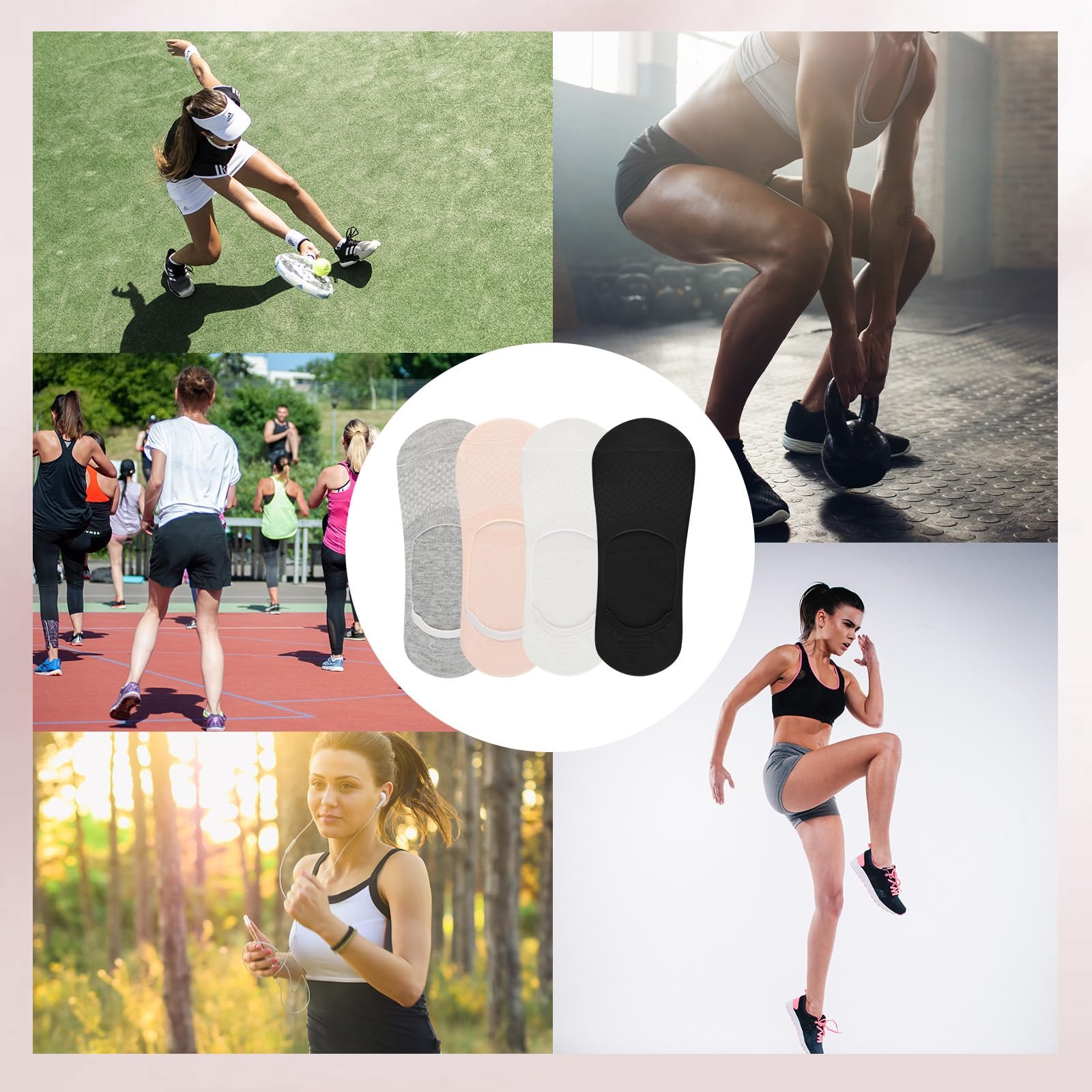 Женские носки Хлопок 35-40 Носки-невидимки Без логотипа Нескользящие с силиконовой накладкой, фото №6