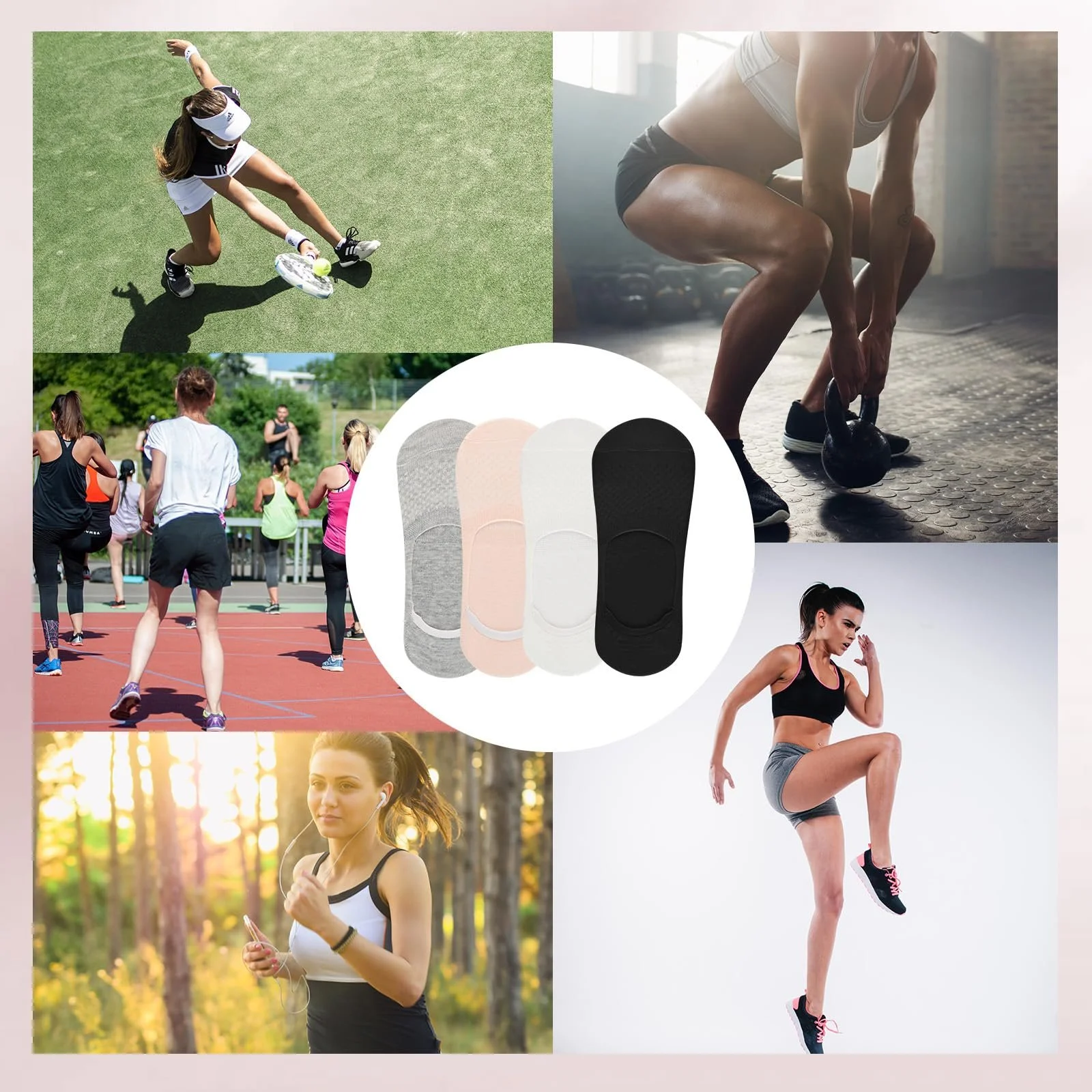 Женские носки Хлопок 35-40 Носки-невидимки Без логотипа Нескользящие с силиконовой накладкой, фото №6