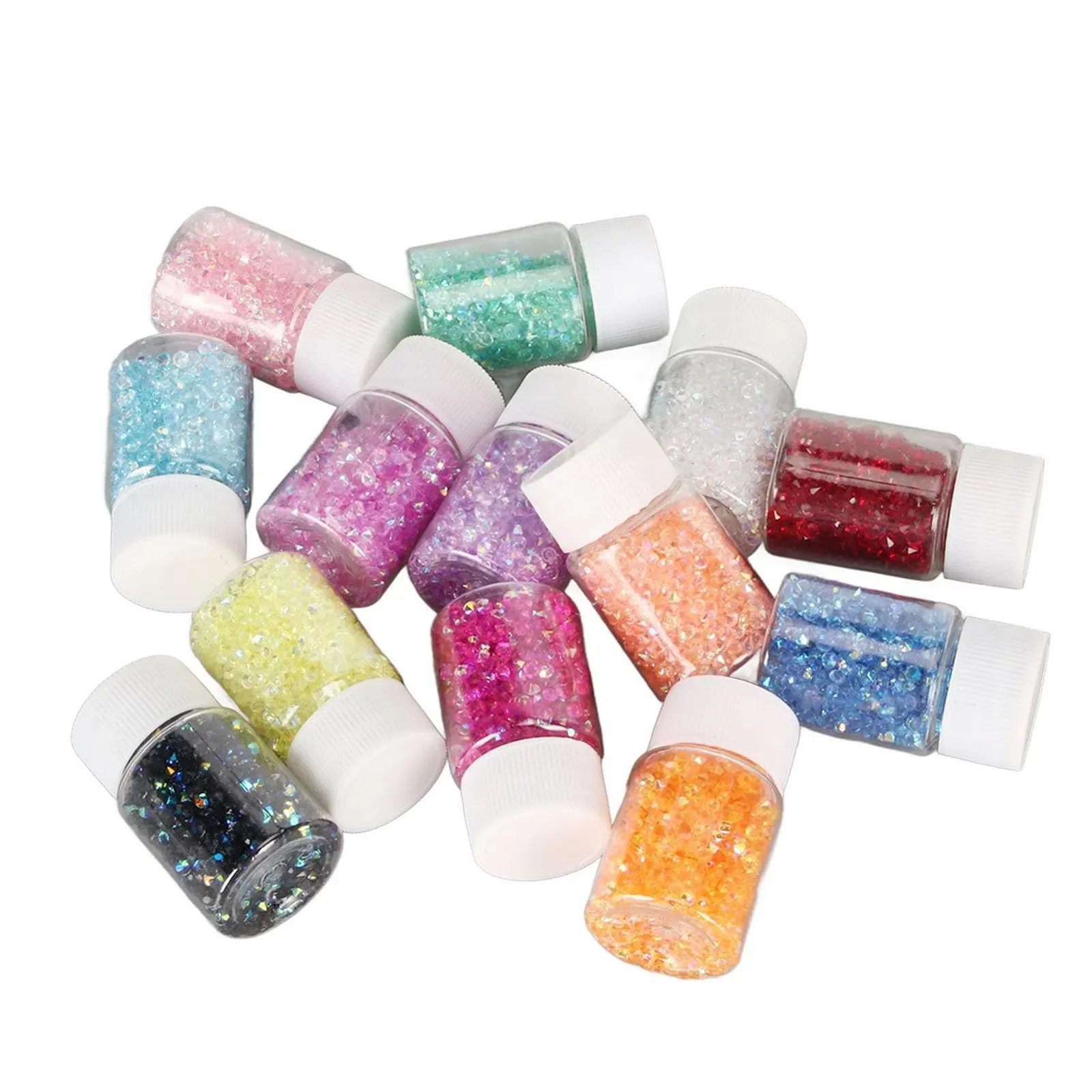 Крошечные Стразы для ногтей 13 цветов Кружевная подложка Высокая яркость Разноцветные стразы Многогранная огранка Стойкий цвет, фото №5