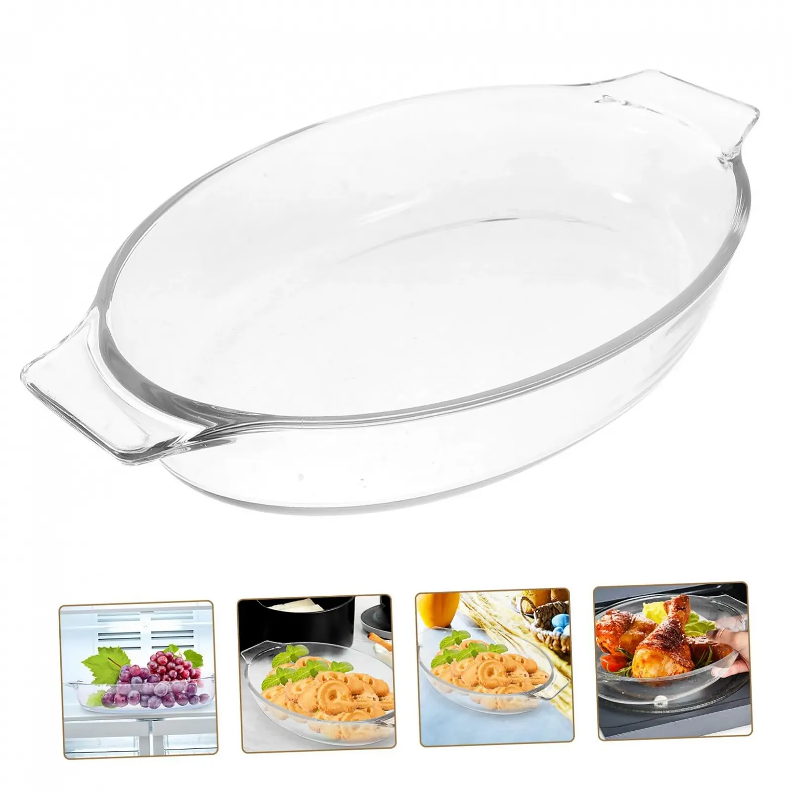 Форма для запекания стеклянная овальная с двумя ручками термостойкая, фото №5 Форма для запекания стеклянная овальная с двумя ручками термостойкая, фото №5