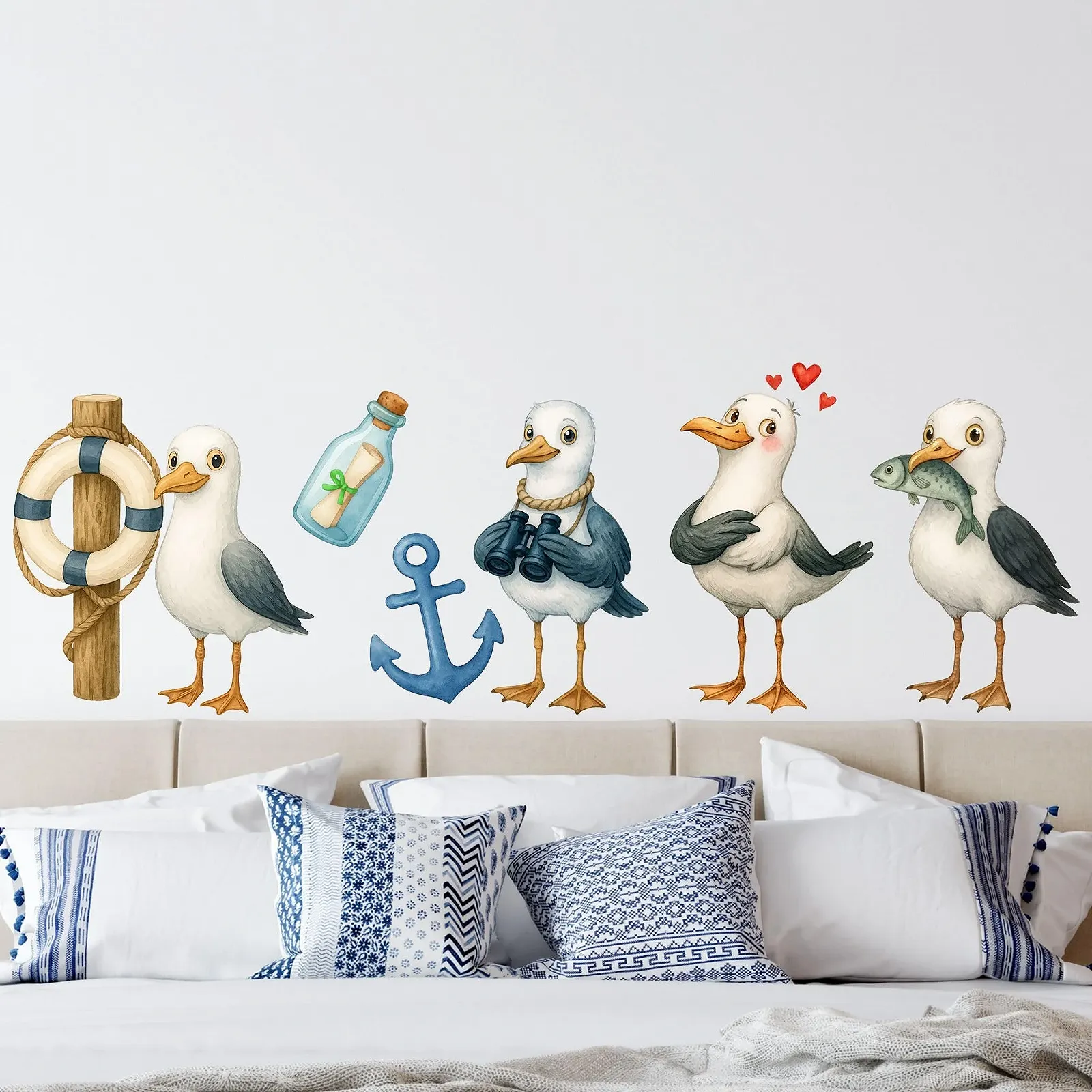 Набір наклейок на стіну Maritime Sea Seagulls Вінілові Набір із 2 шт., фото №1