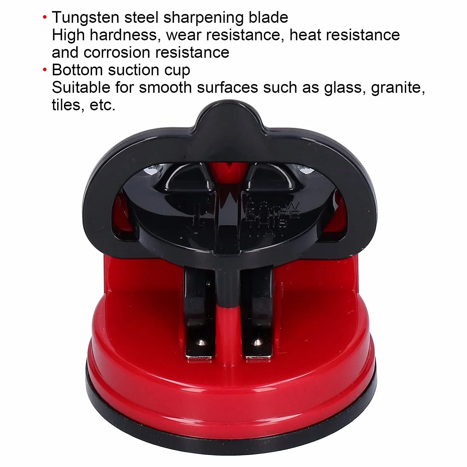 Точилка для ножей ручная с присоской ABS вольфрамовая сталь Красная, фото №4