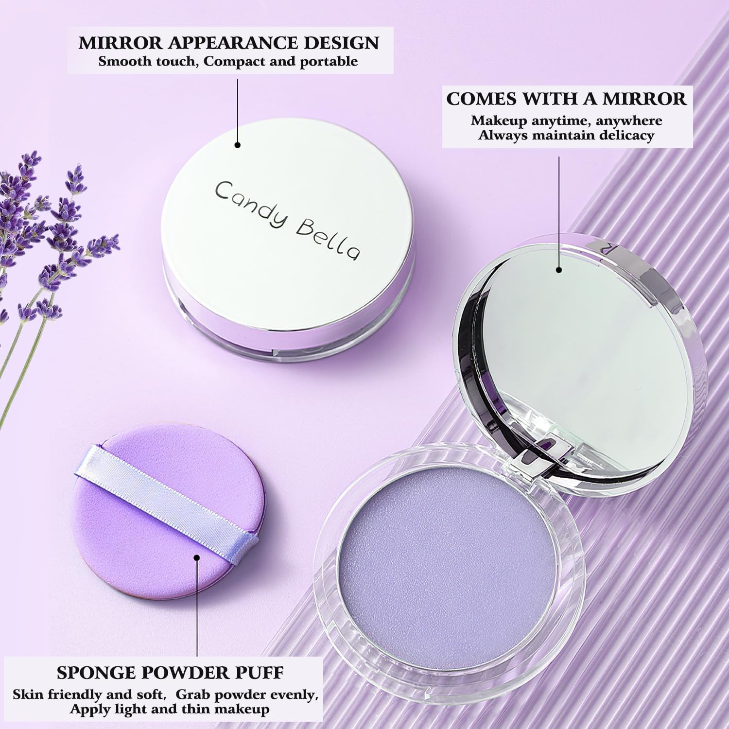 Пудра Matte Gel-like Formula Oil-Control Face Primer & Setting Powder Jelly Pressed Powder Waterproof (#A) Lavender, фото №3