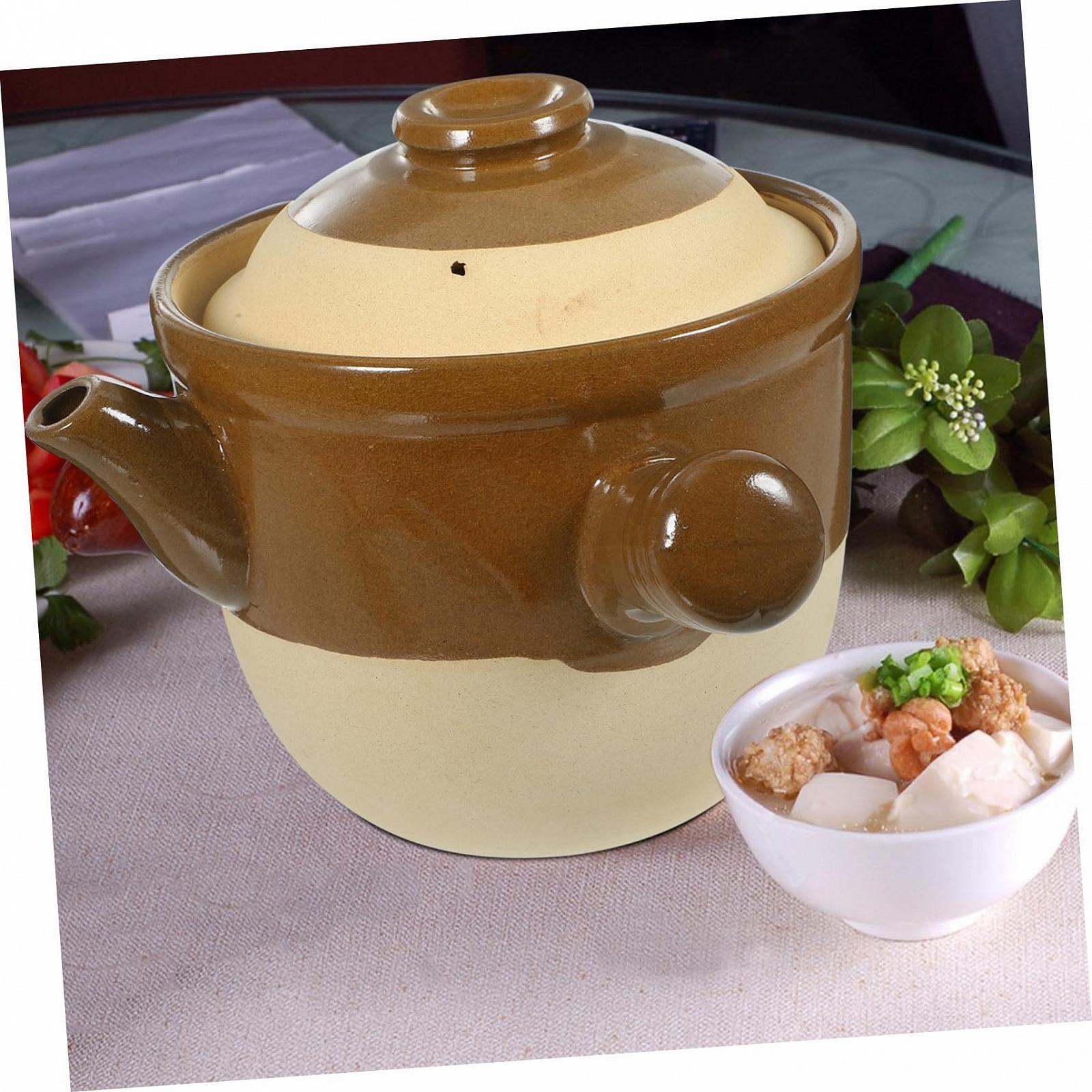 Кастрюля SOLUSTRE глиняная керамическая маленькая с крышкой, фото №6