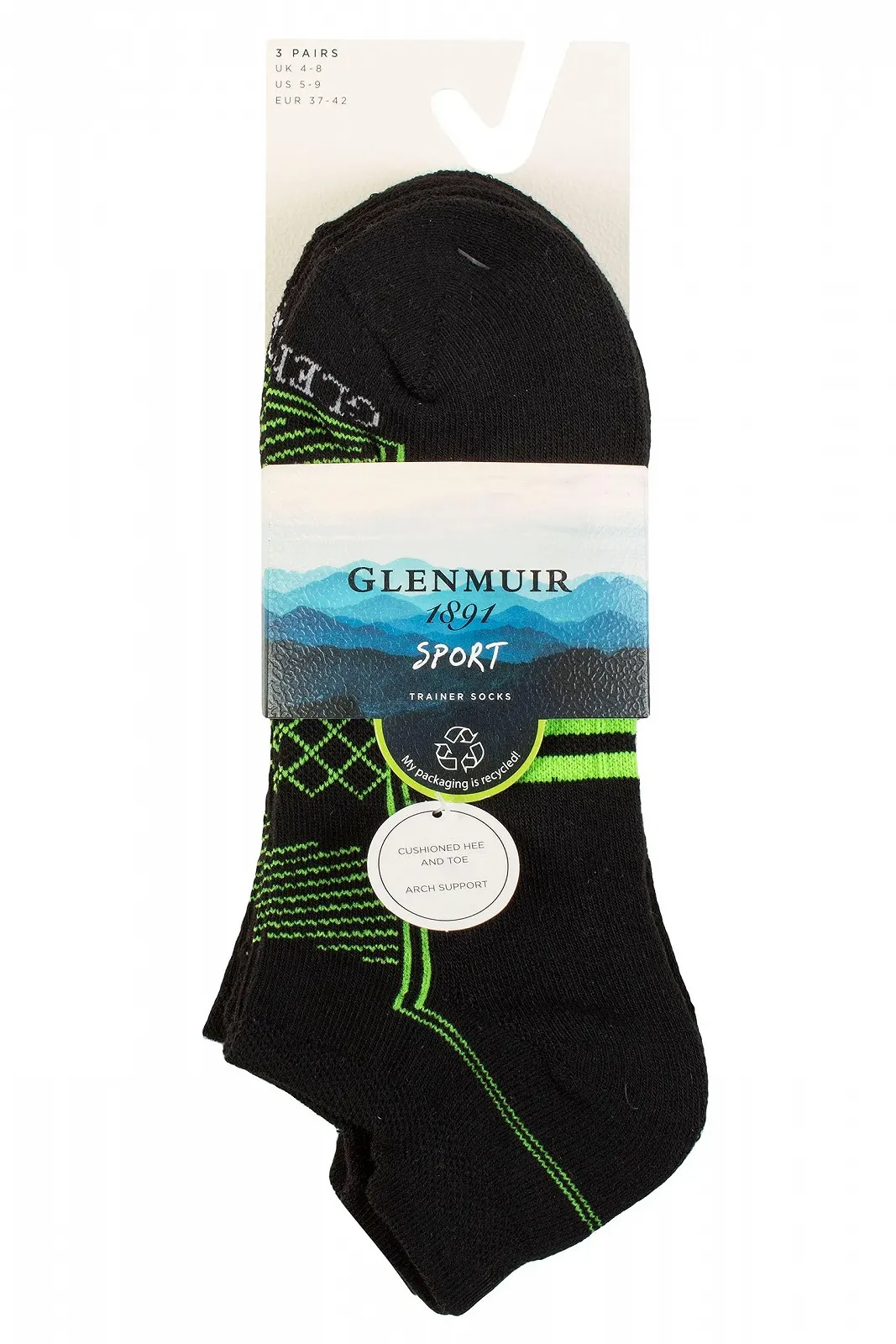 Спортивні шкарпетки GLENMUIR Жіночі З малюнком 3 пари в упаковці, фото №2 Спортивні шкарпетки GLENMUIR Жіночі З малюнком 3 пари в упаковці, фото №2