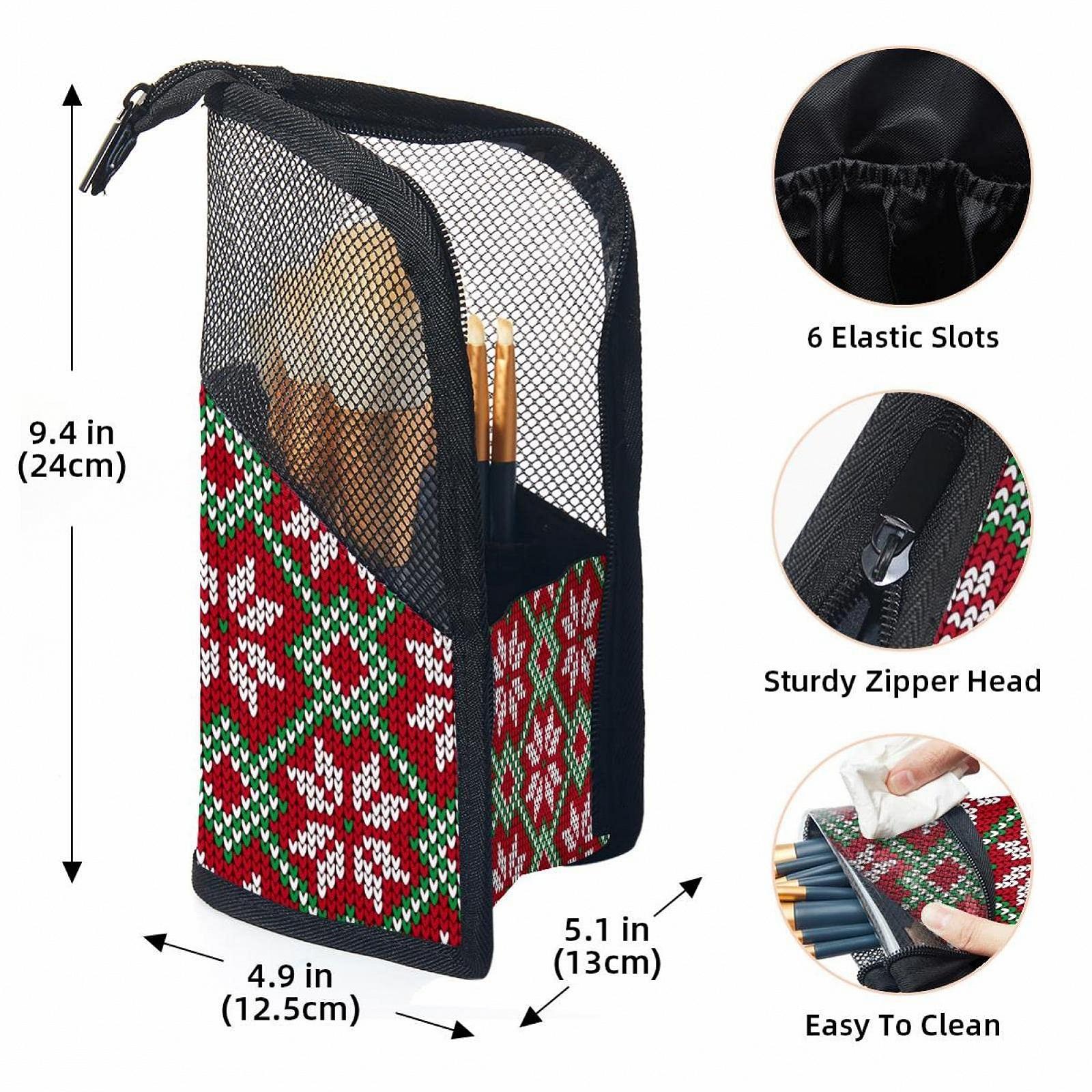 Набір кистей для макіяжу з органайзером Plaid Klassischer Weihnachtstartan, 12 шт., фото №3