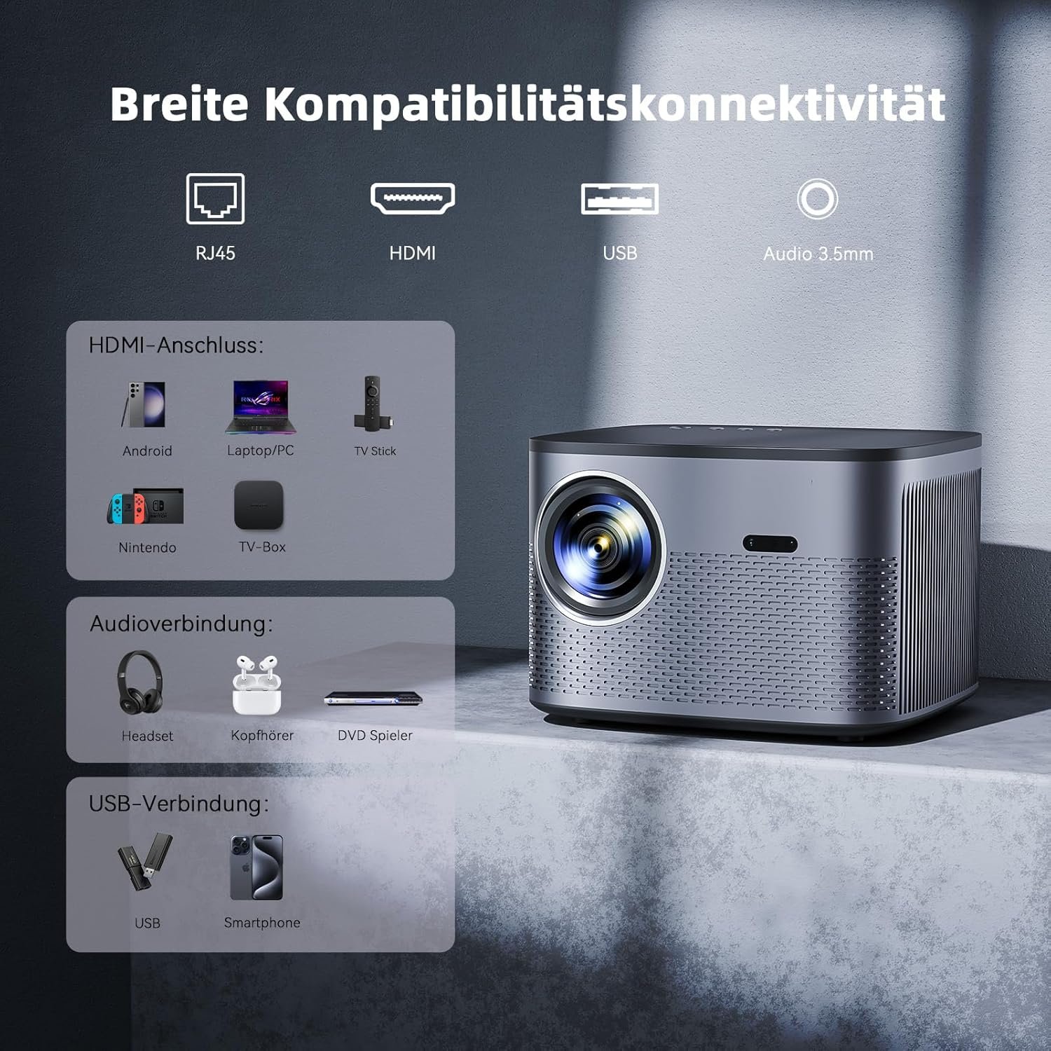 Проектор Zoomcat C26A Full HD Wi-Fi Bluetooth, фото №7