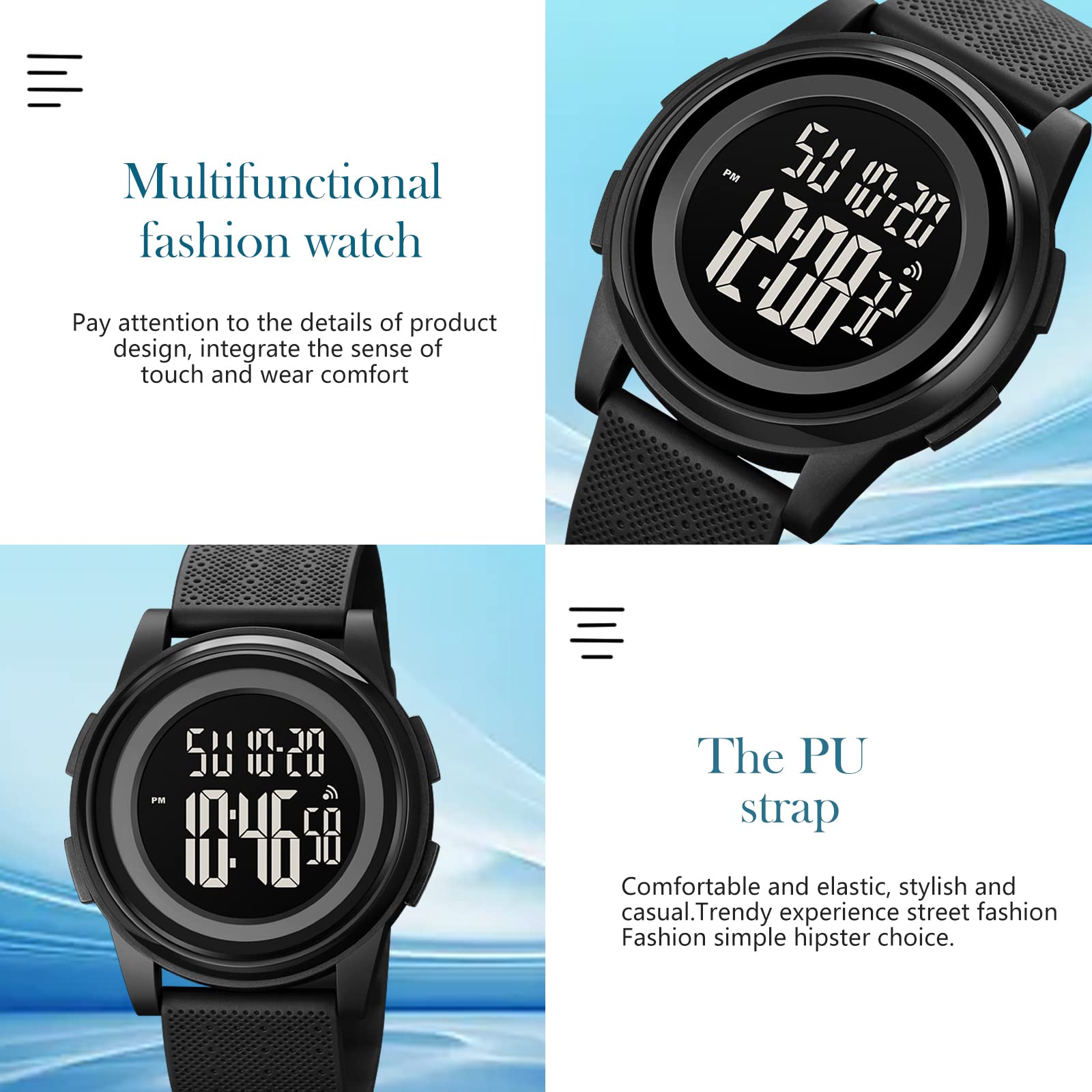 Часы SKMEI Digital Sports 1895-All, 1895-all Black-f LED Backlight Спортивные черные, фото №4