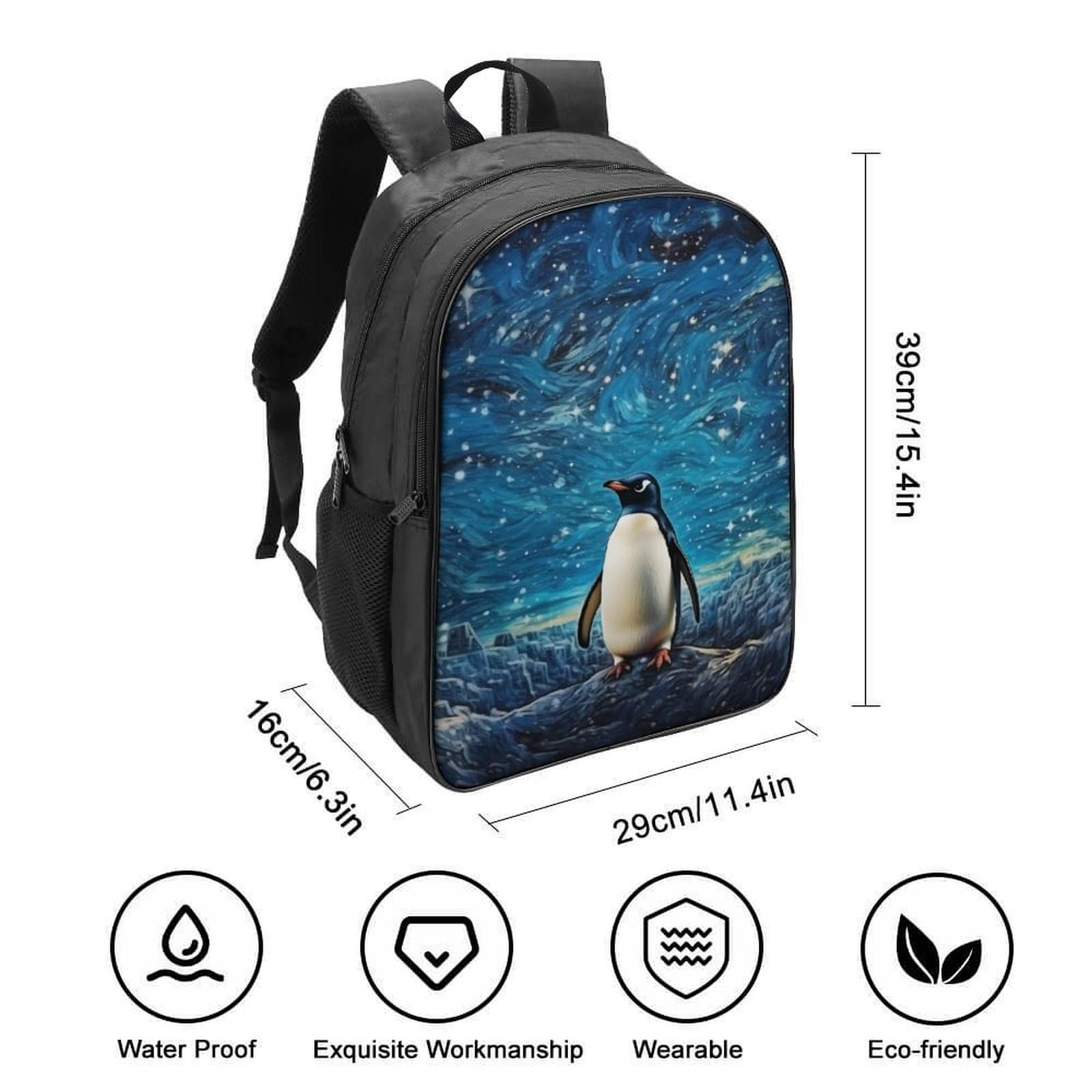 Рюкзак DPEOANEBN Penguin 3D Для дітей Дитячий Великі кишені Книжкова сумка Шкільний ранець Подарунки "Знову до школи" 40x28x16см, фото №2