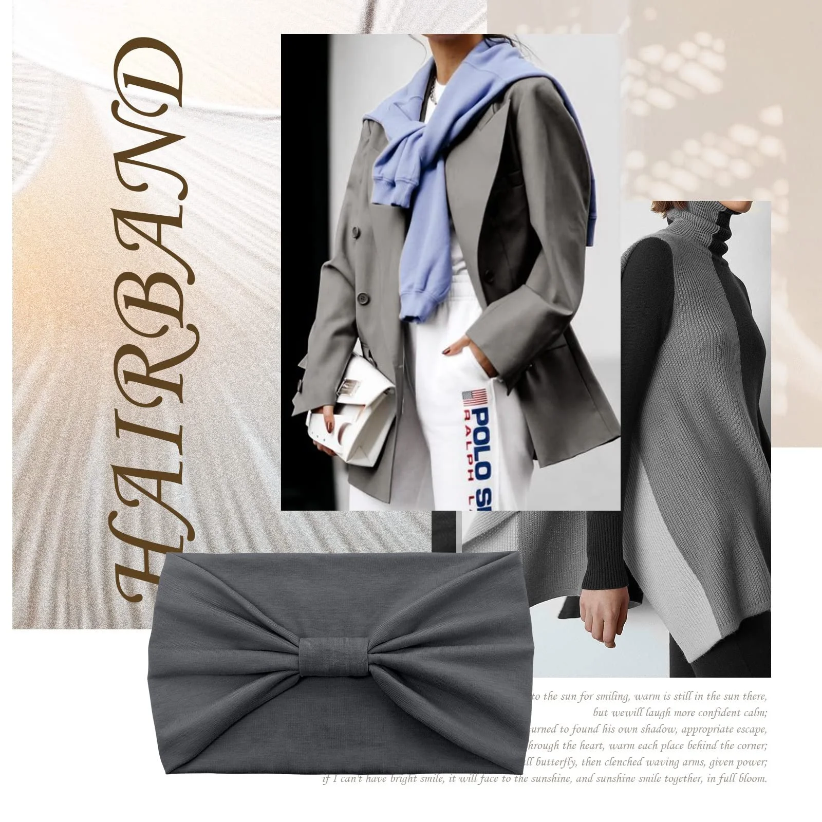 Пов'язка Kavya Жіноча широка еластична м'яка в стилі бохо, фото №5