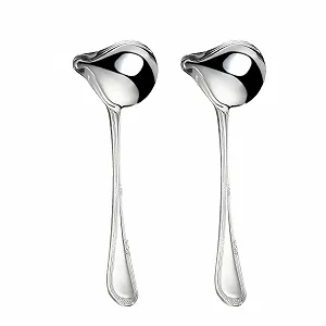 Набор из 2 соусных ложек с носиком, суповая из нержавеющей стали, 20 см - Фото 1