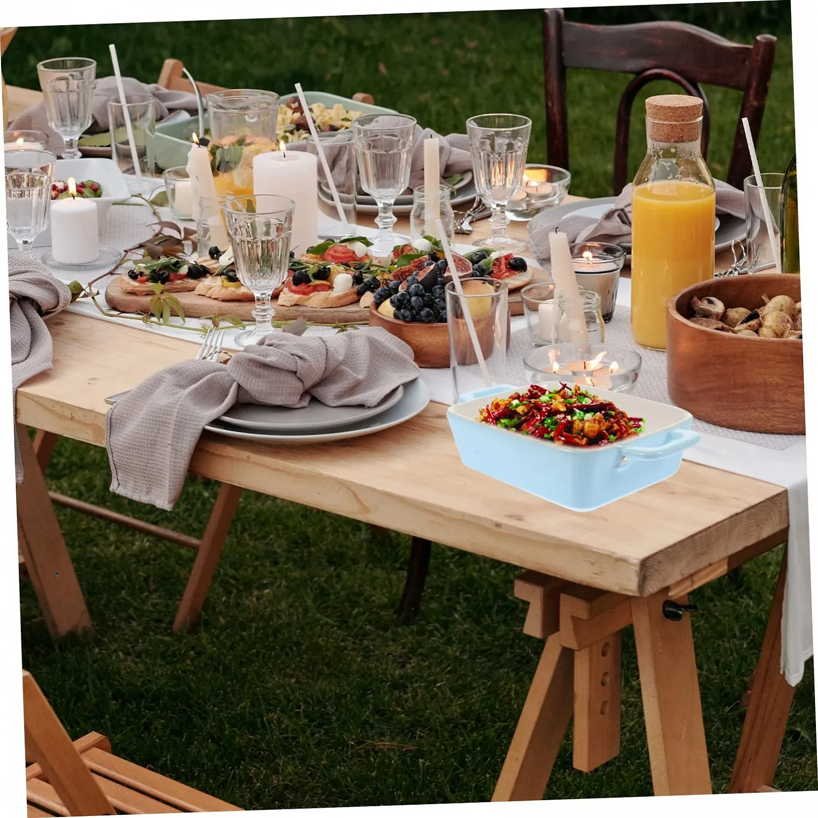 Деко керамічне GALPADA небесно-блакитне для духовки, фото №8