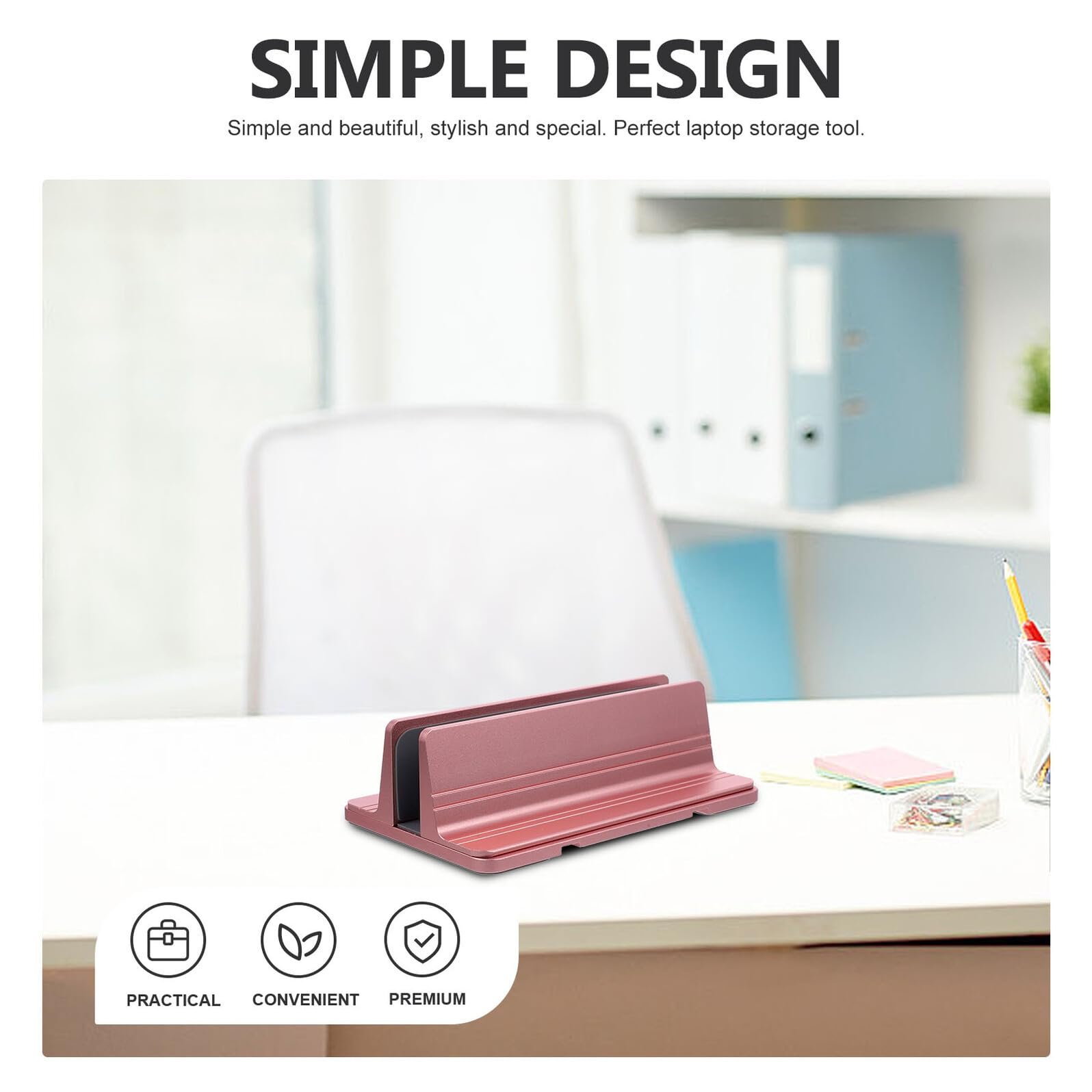 Вертикальная Подставка для Ноутбука Алюминиевая, Компактная и Прочная Подставка для Ноутбука для Стола, Компактный Дизайн, Прочная и Устойчивая к Царапинам, Подходит для MacBook Планшетов, фото №5