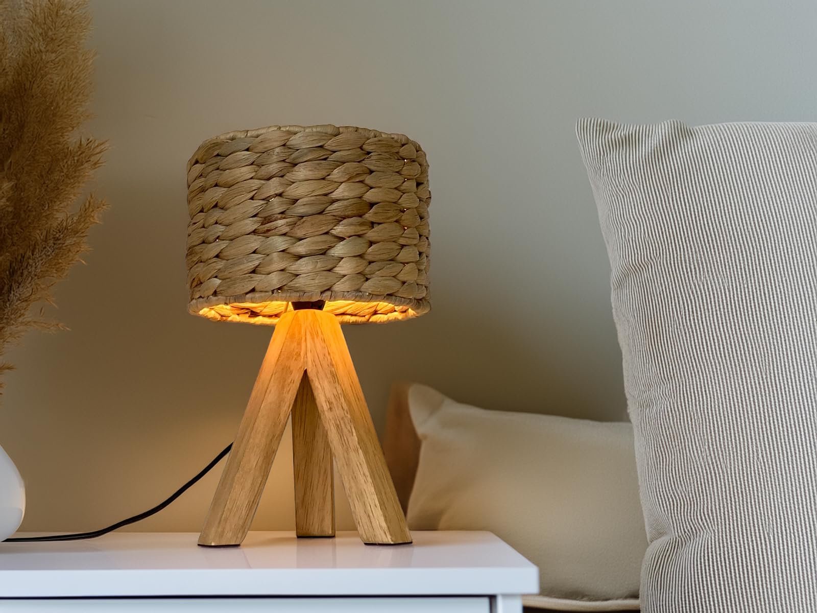 Настільна лампа meineWunschleuchte Тринога з абажуром із водяного гіацинта 26 см Small, фото №6