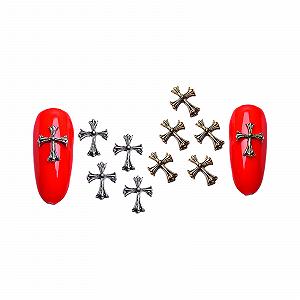 Металлические заклепки для ногтей Jie Du Крест 4 x 6 мм Золотой, Серебряный 6 шт - Фото 1