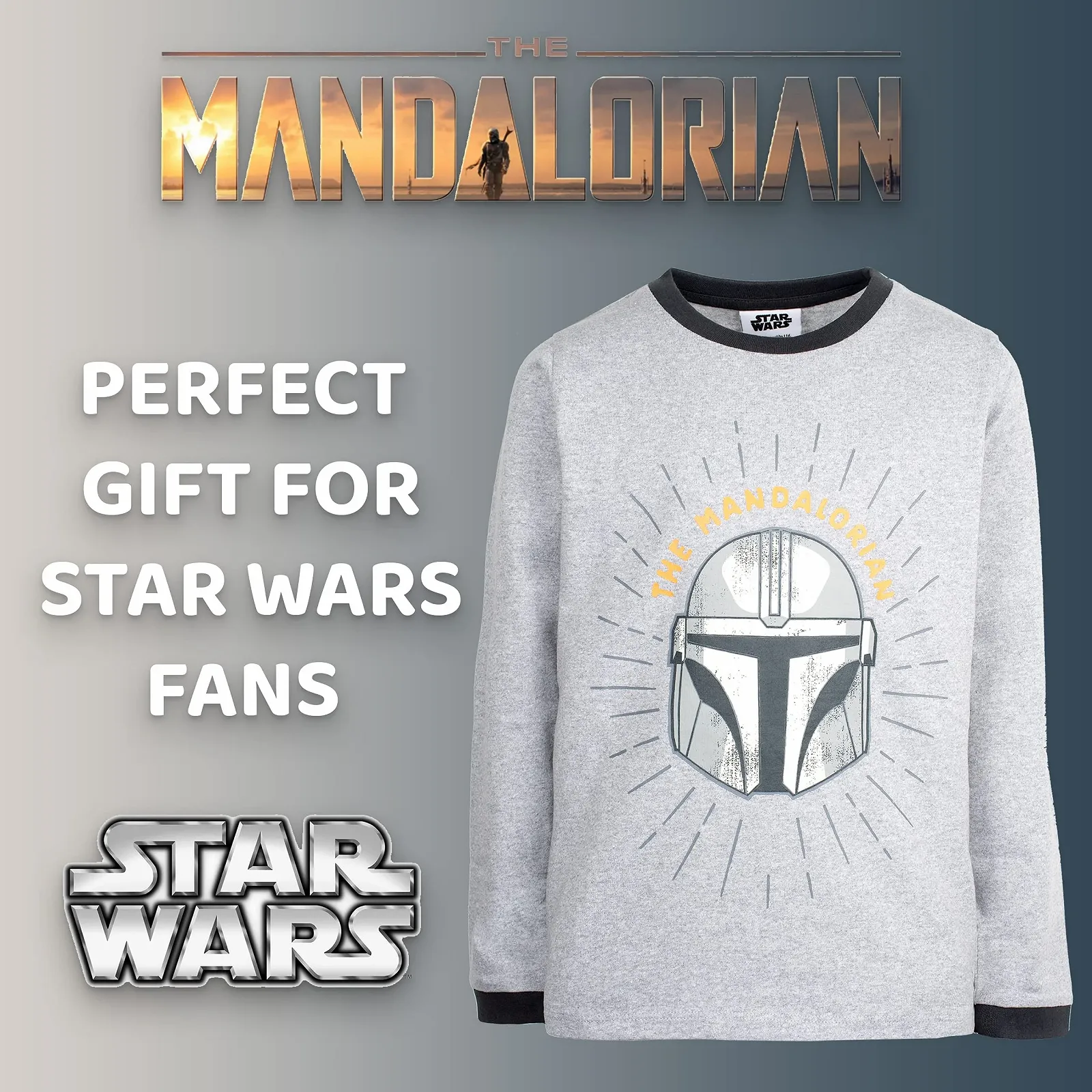 Пижама Star Wars Cерый и черный с длинными рукавами с мандалорцем, фото №7