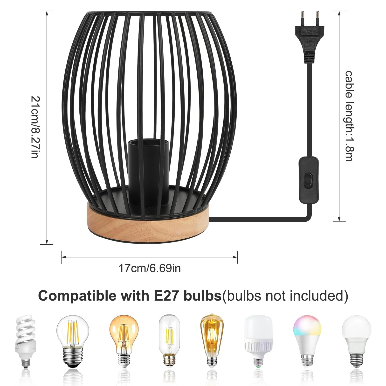 Настільна лампа Riserva Modern Industrial E27 Metal Black, фото №2