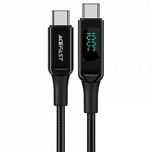 Дата кабель Acefast C6-03 USB-C to 100W zinc alloy digital display braided 1m - Фото 1