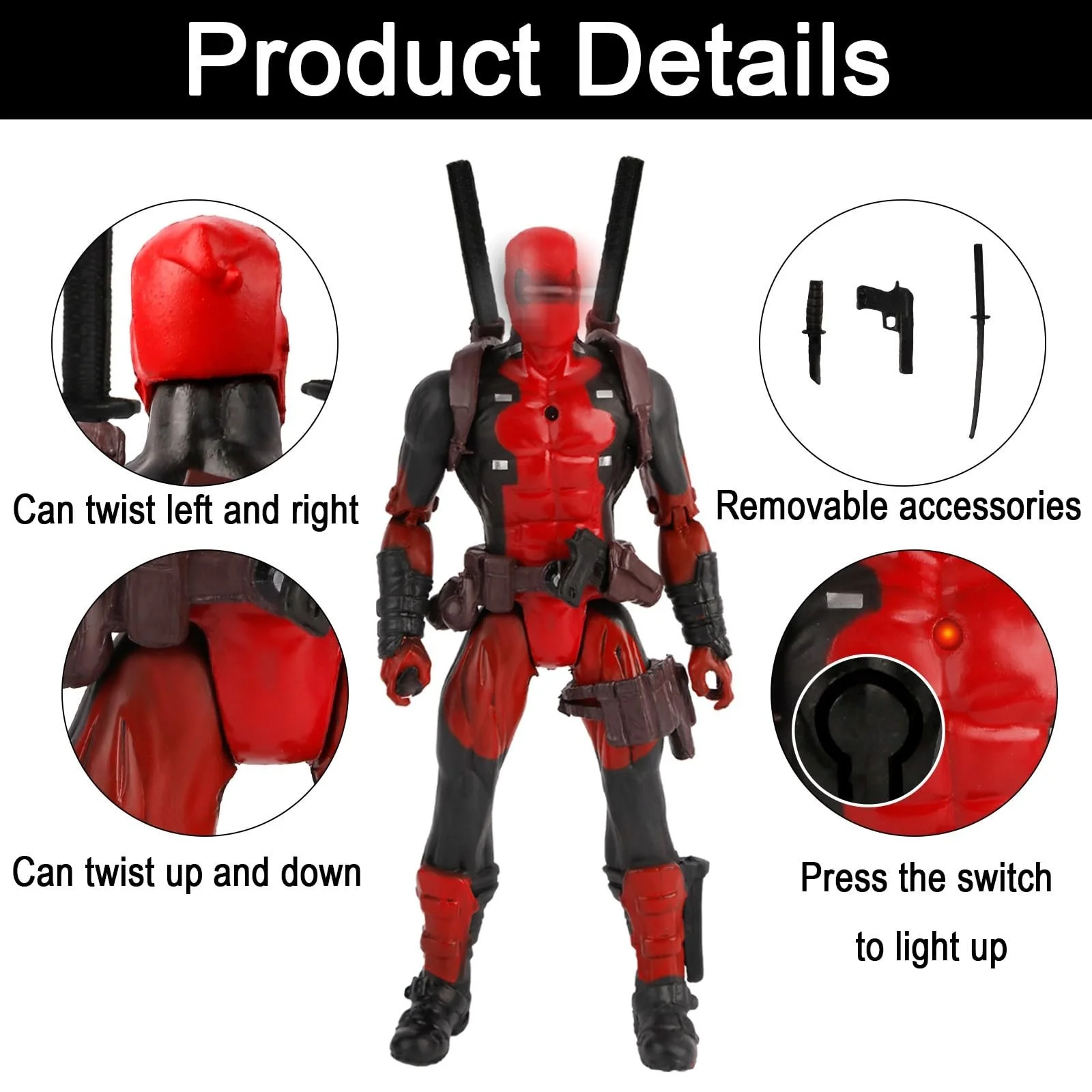 Фігурка Герой ПВХ з аксесуарами 17 см Червоно-чорна, фото №3