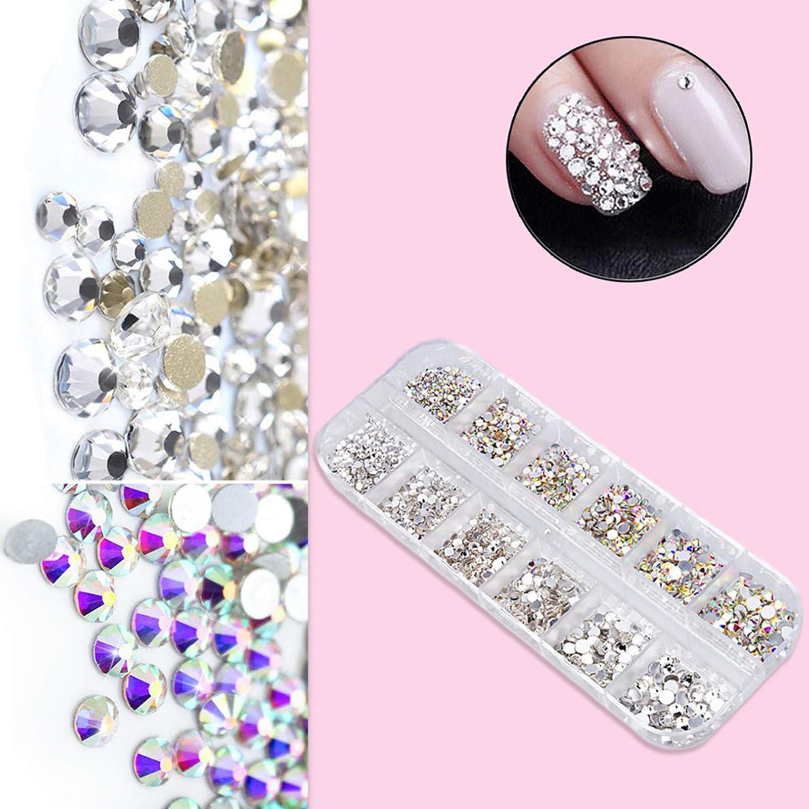 Стразы Набор 1500 шт. 6 Размеров AB Цвет Кристалл, фото №5