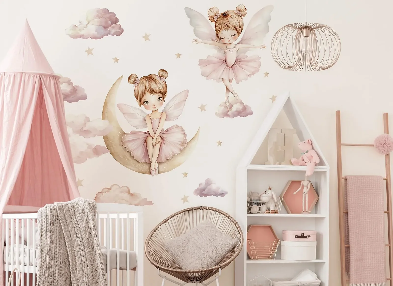 Наклейка на стіну Osomhom Ballerinas Балерина на місяці та хмарах L, фото №3