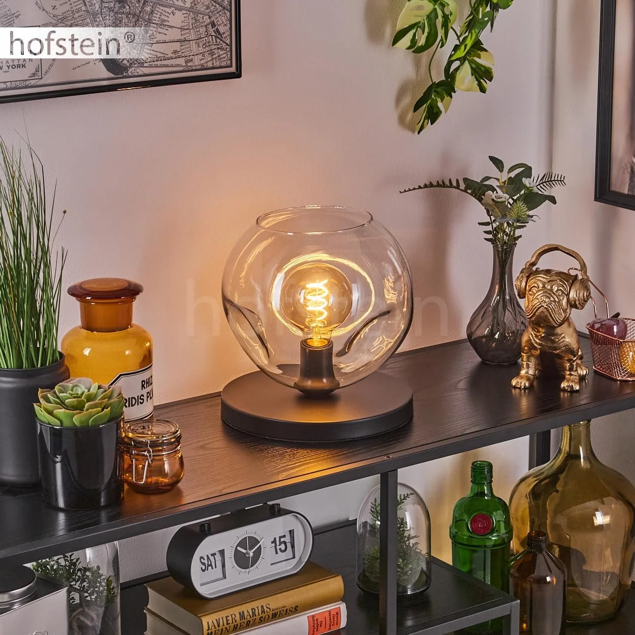 Настільна лампа Ripoll Метал/Скло Сучасний Ретро/Вінтаж Ø 25 см Перемикач на кабелі 1 x E27 Без лампи Чорний/Прозорий, фото №8